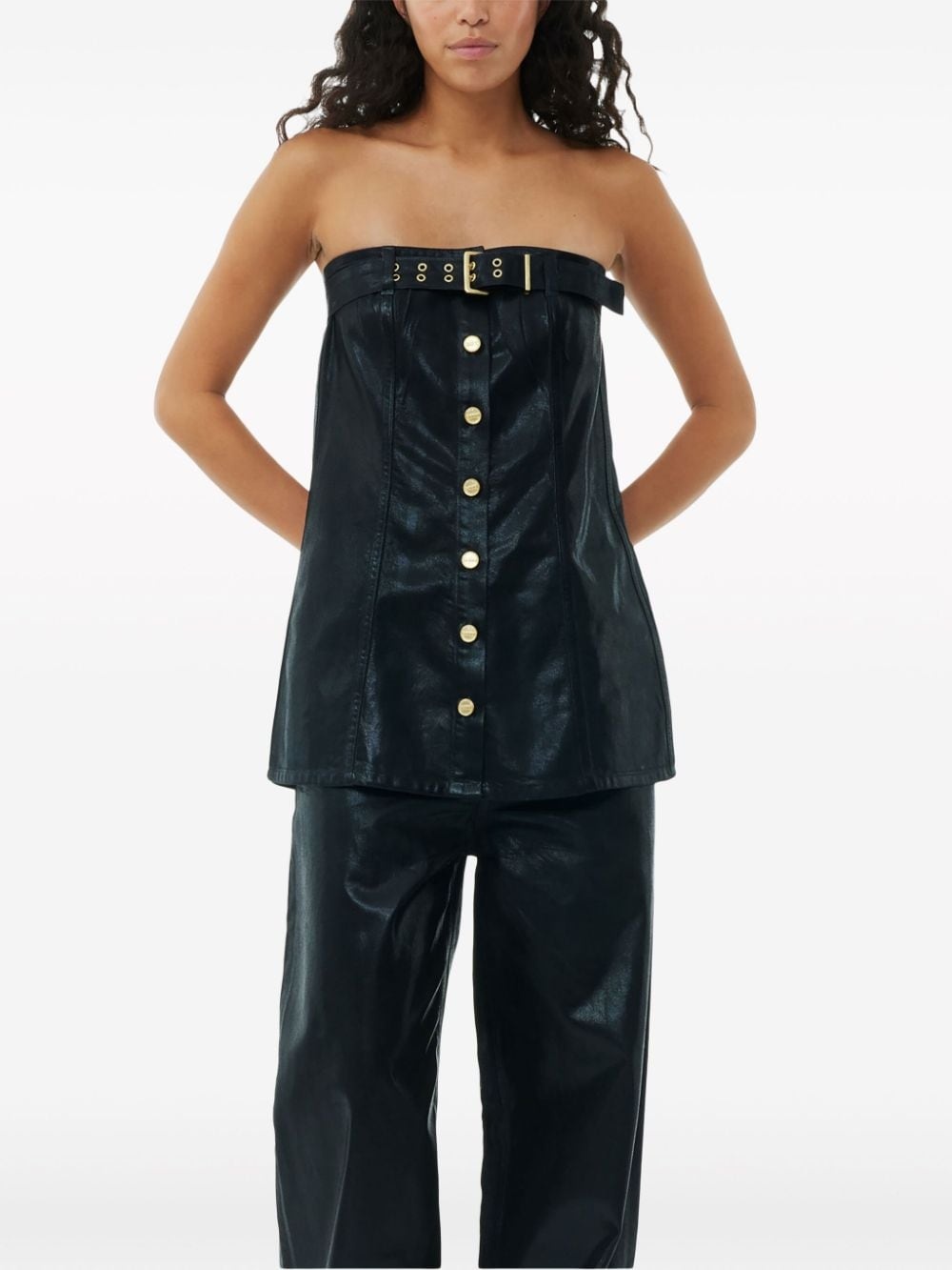 denim corsage top - 5