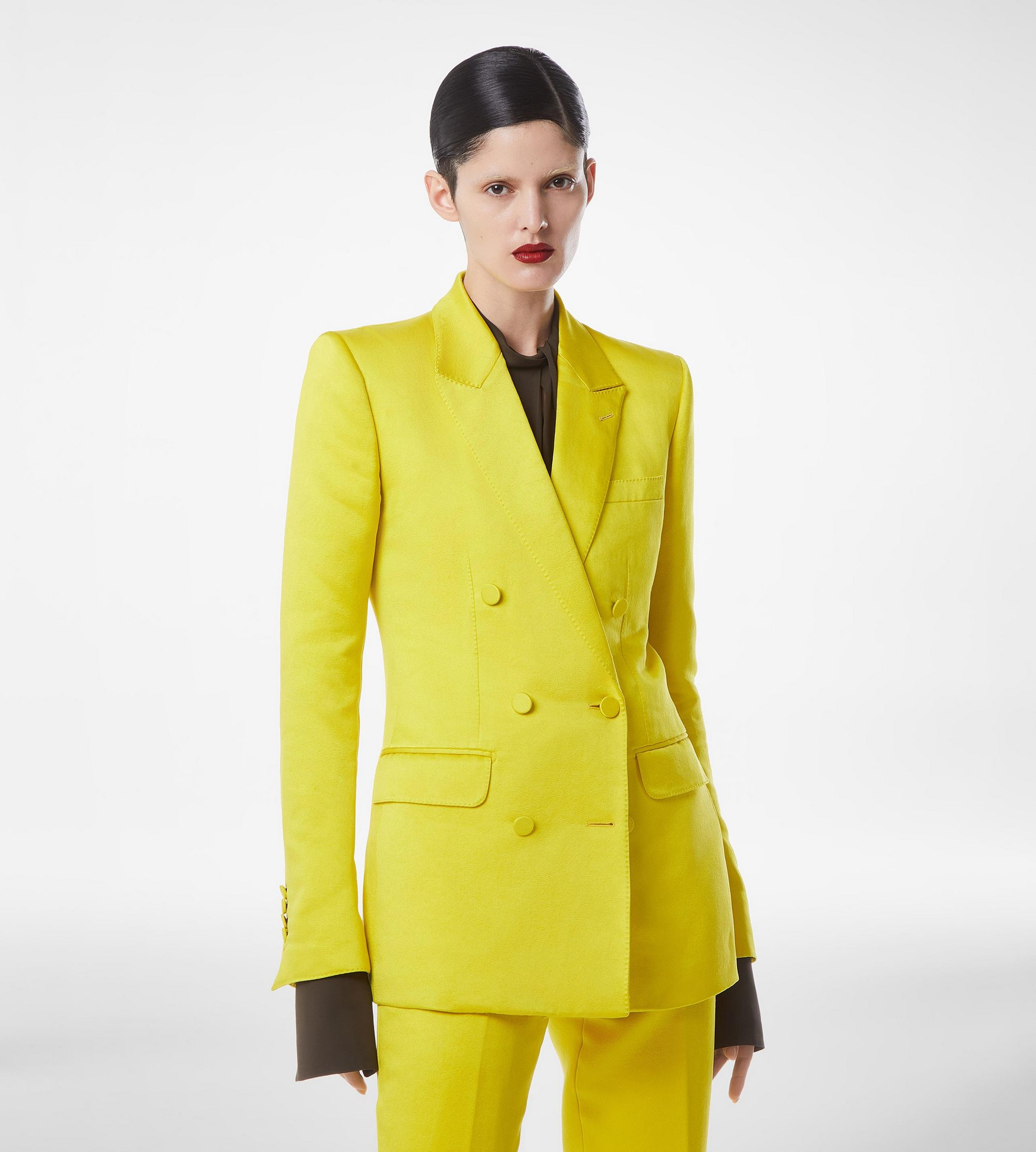 WASHED COTTON SILK BLEND DUCHESSE DOUBLE BREASTED JACKET - 4