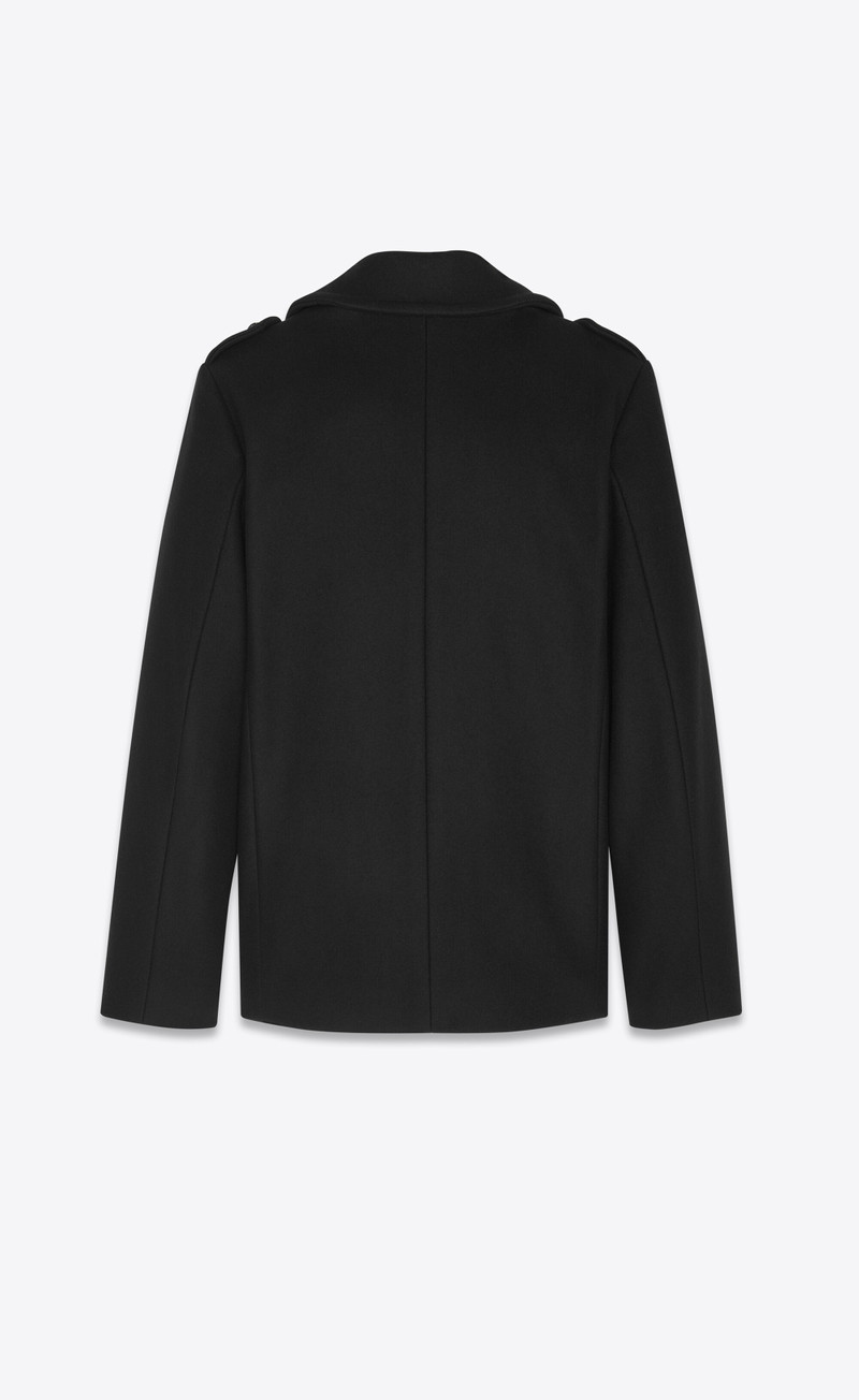 SAINT LAURENT double-breasted peacoat in wool outlook