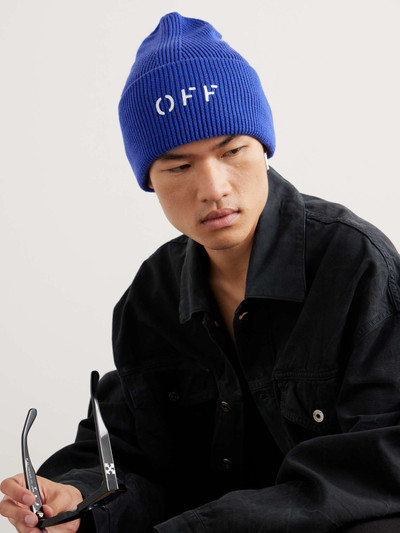 Off-White Logo-Appliquéd Ribbed Cotton and Cashmere-Blend Beanie outlook