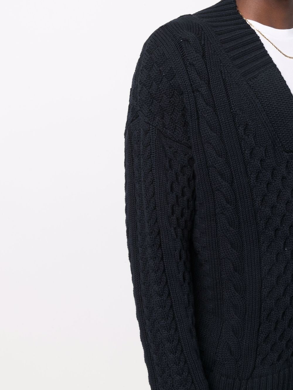 cable-knit V-neck jumper - 5