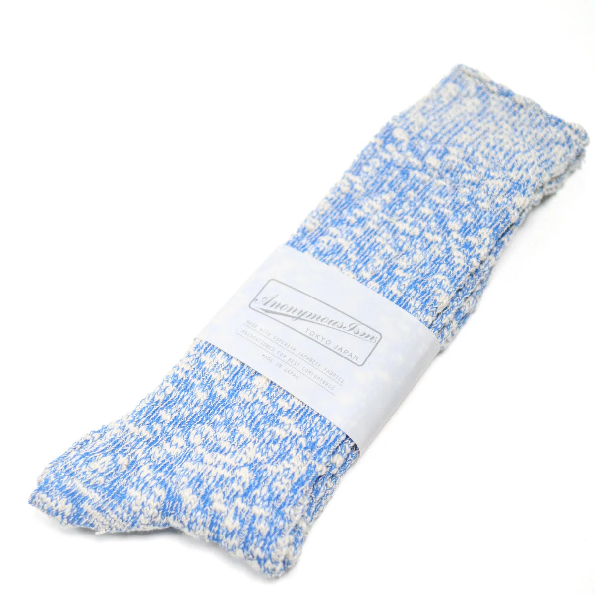Light Weight Slub Crew Sock Blue - 1