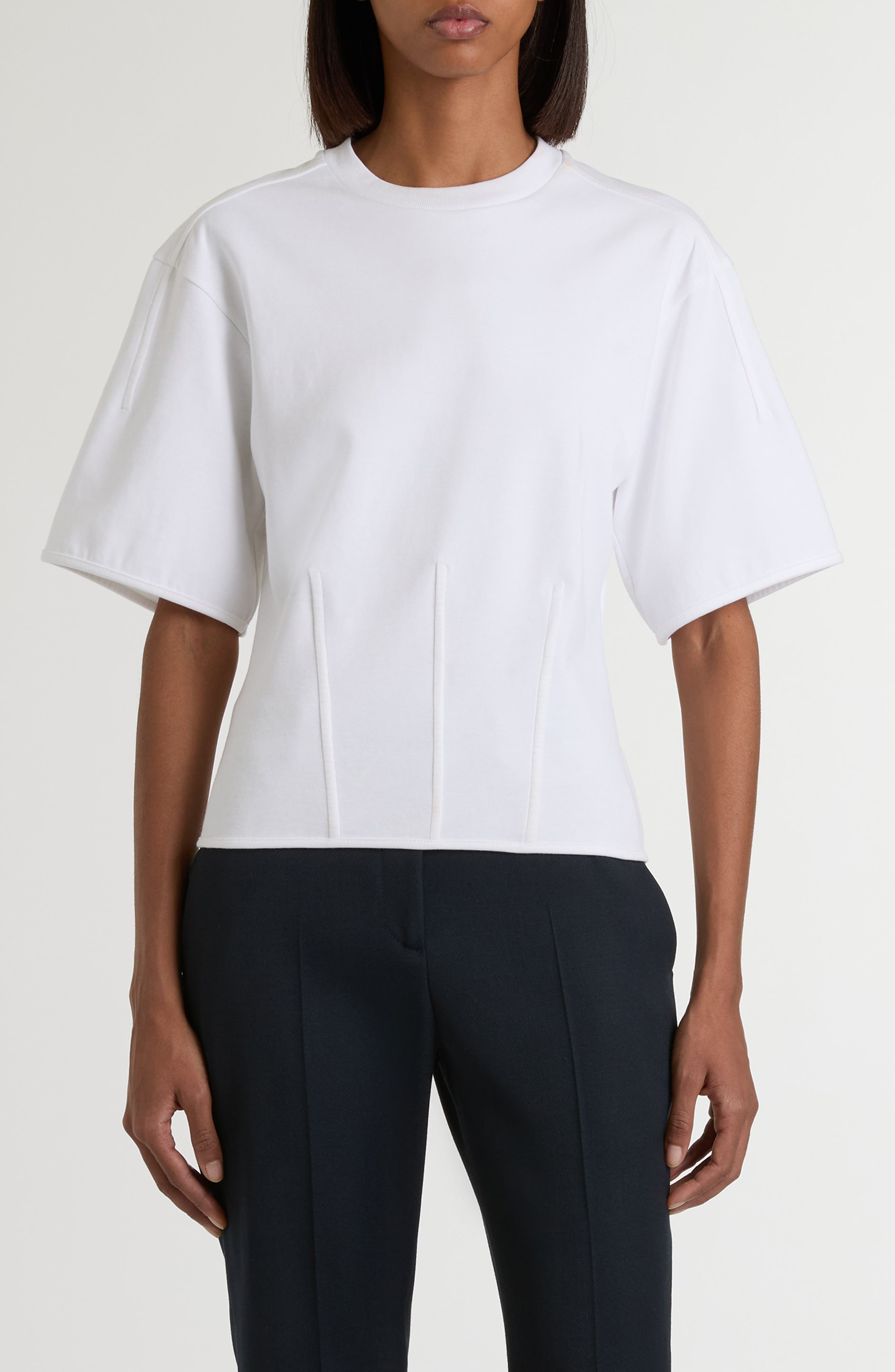 McQueen Corset Detail T-Shirt in Optical White at Nordstrom - 1