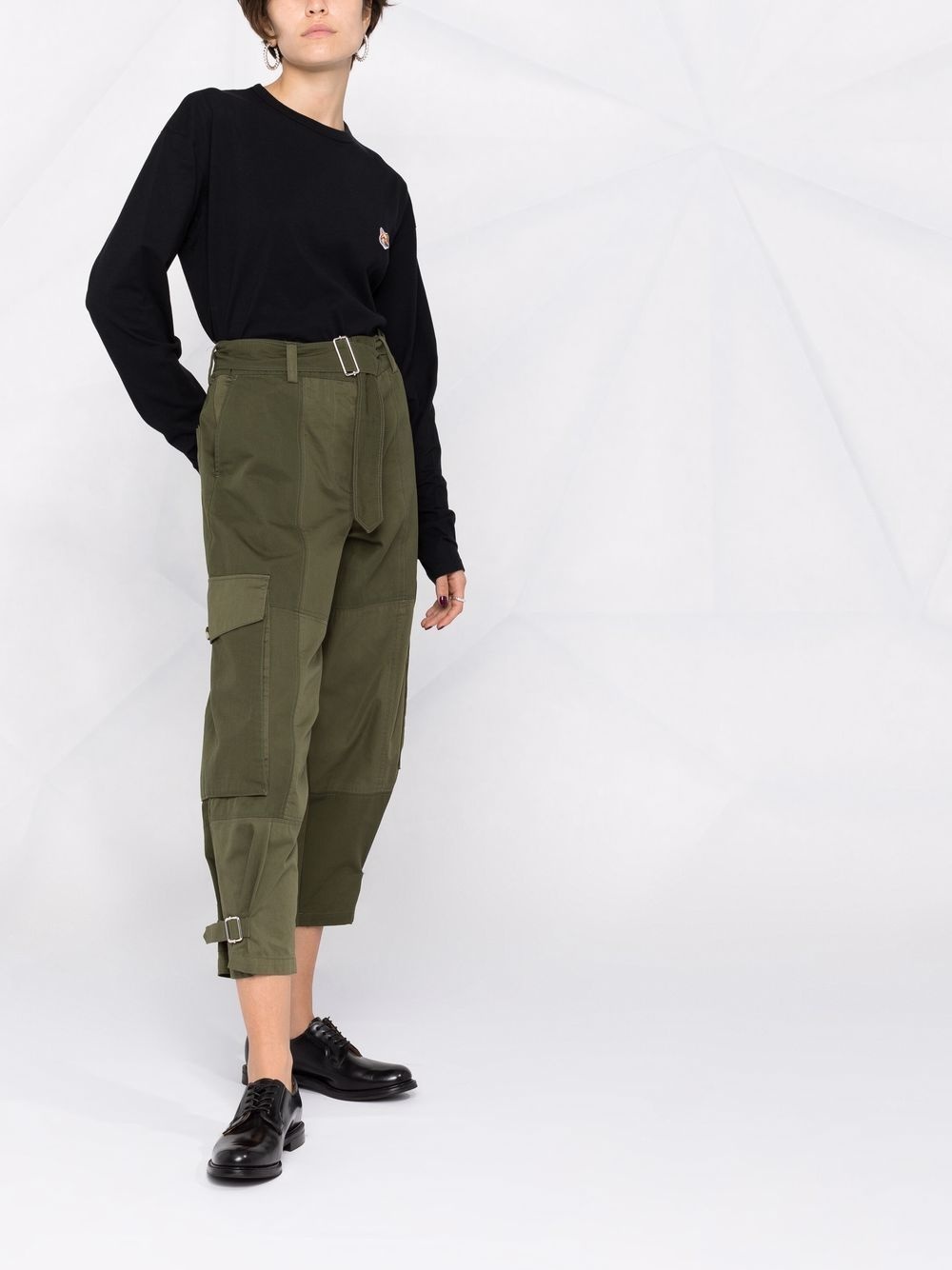 embroidered-logo long-sleeve top - 10
