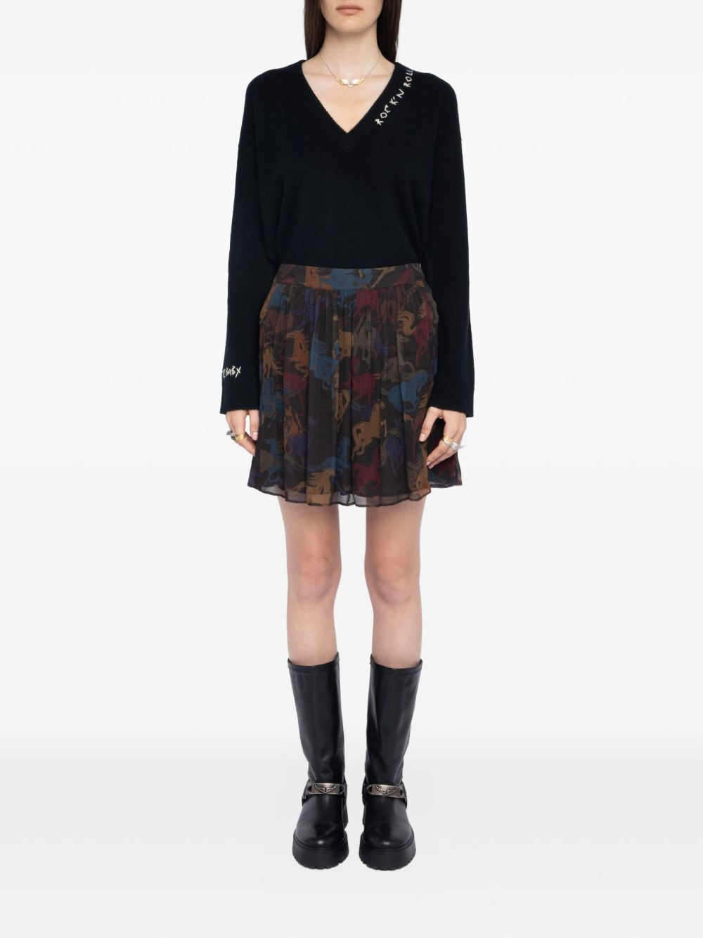 pleated horse-print skirt - 2
