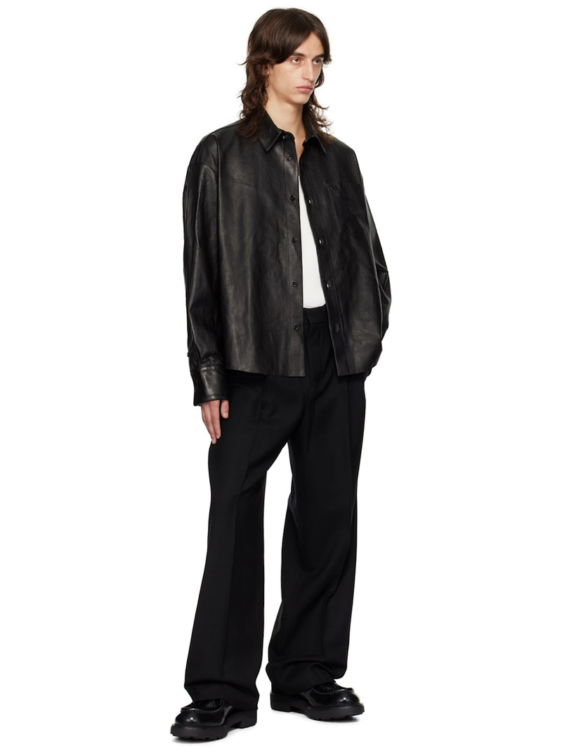 AMI Paris Black Boxy Fit Leather Jacket outlook