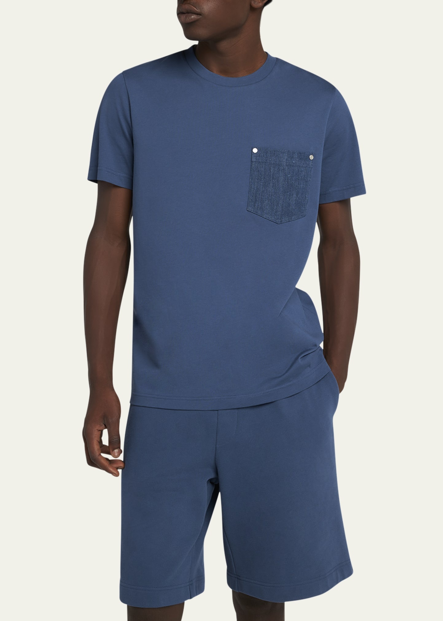Men's T-Shirt with Denim Pocket - 4