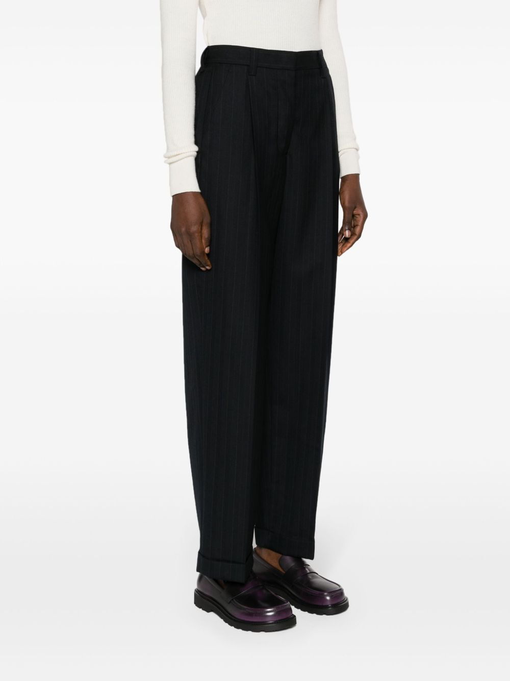 high-waisted pinstripe tailored trousers - 3