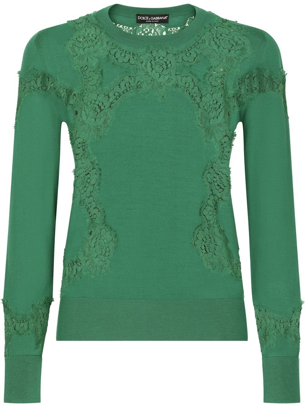 lace-inserts fine-knit jumper - 1