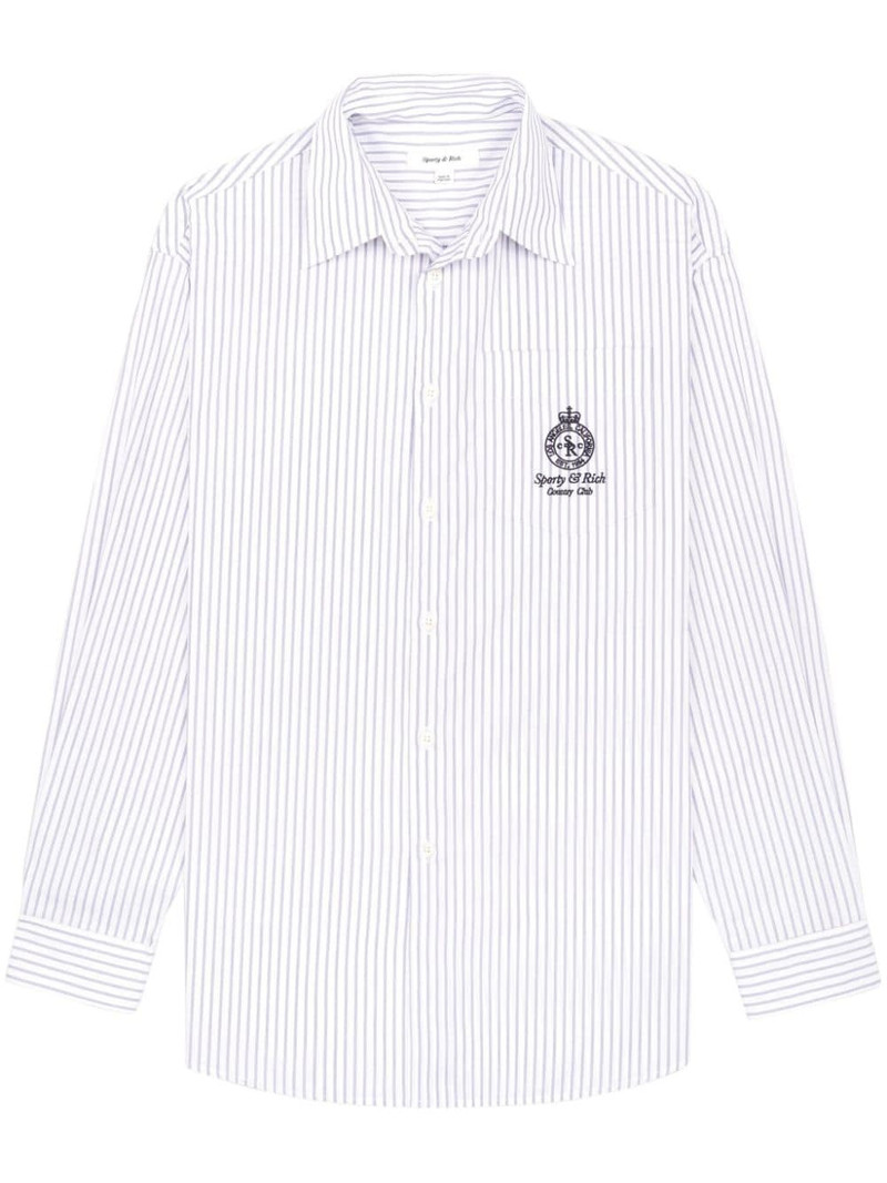 Crown-embroidered oversize 줄무늬 면 셔츠 1