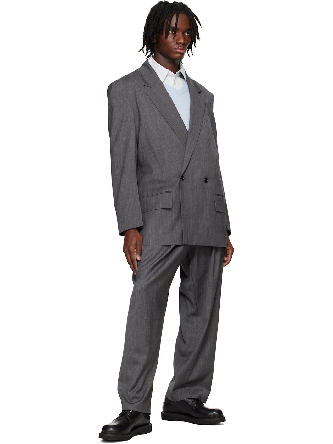 Gray Oversized Double Blazer - 4