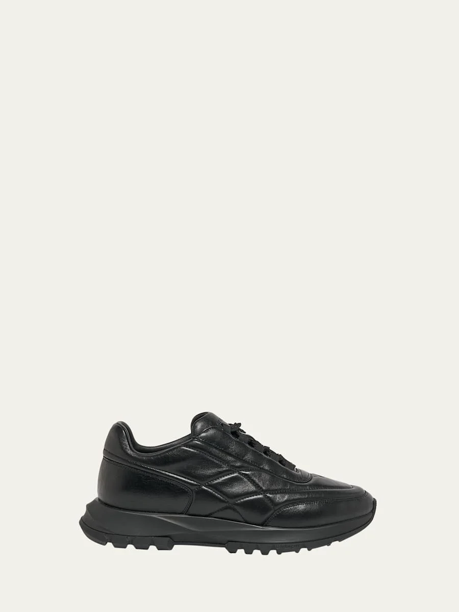 Men's Tonal Leather Low-Top Sneakers - 1