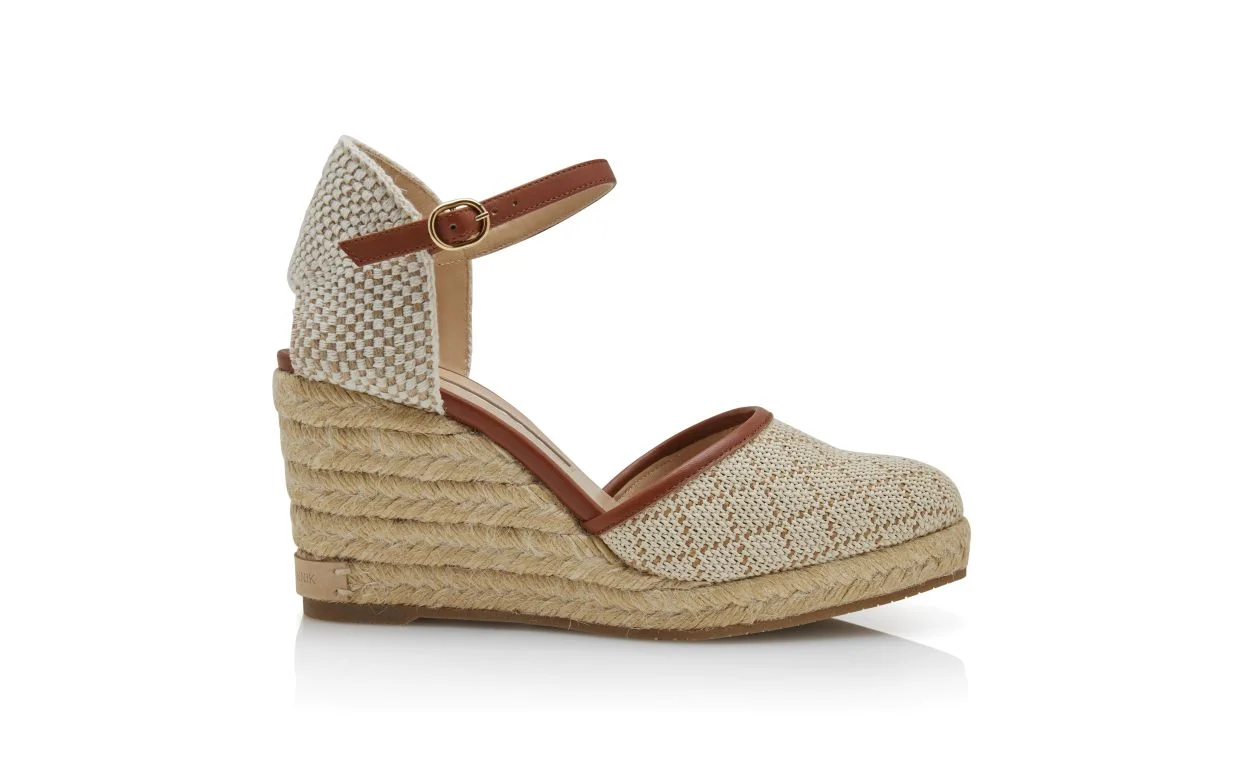 Beige and Brown Raffia Espadrilles - 1