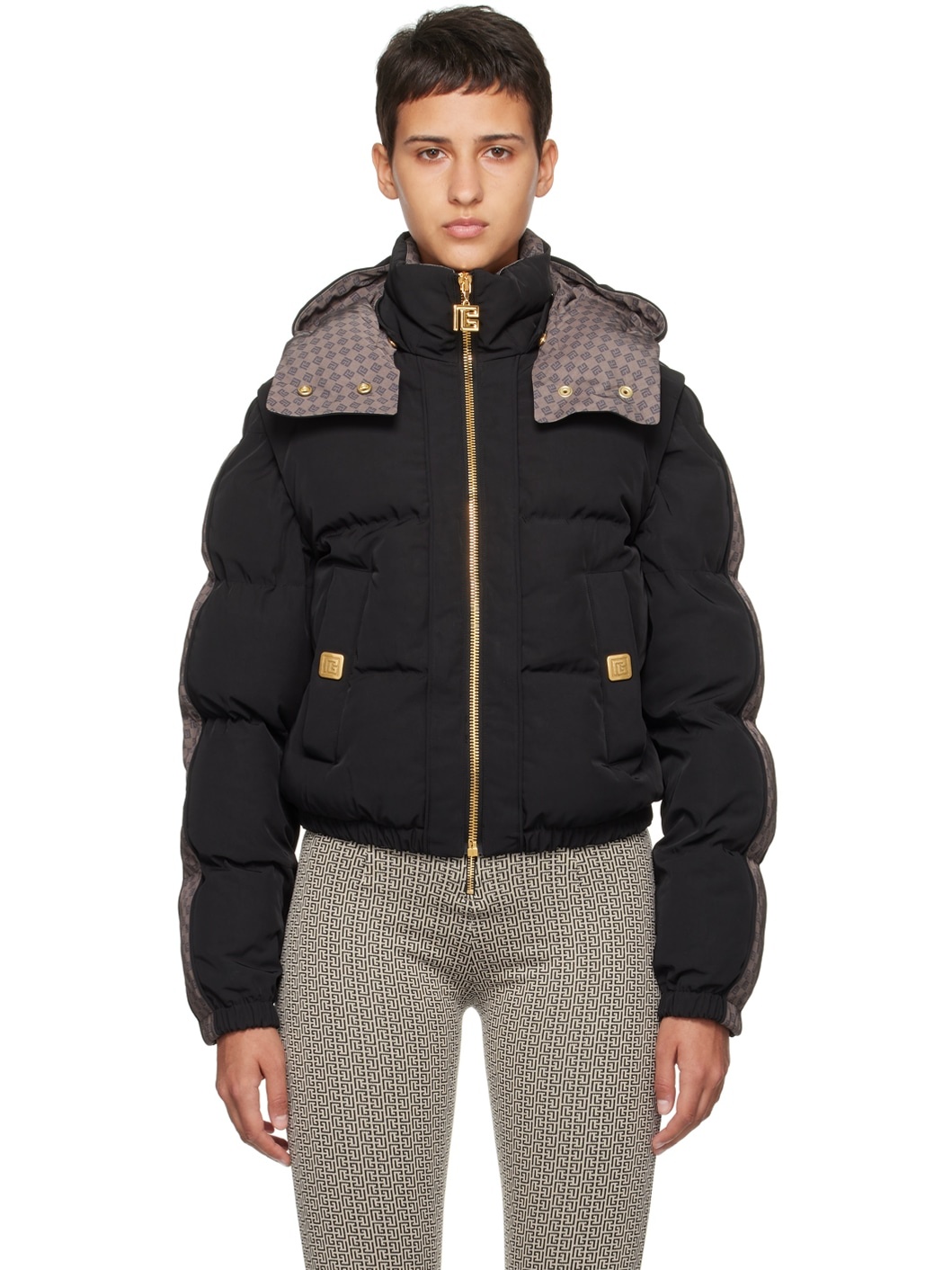Brown Hooded Puffer Jacket - 1