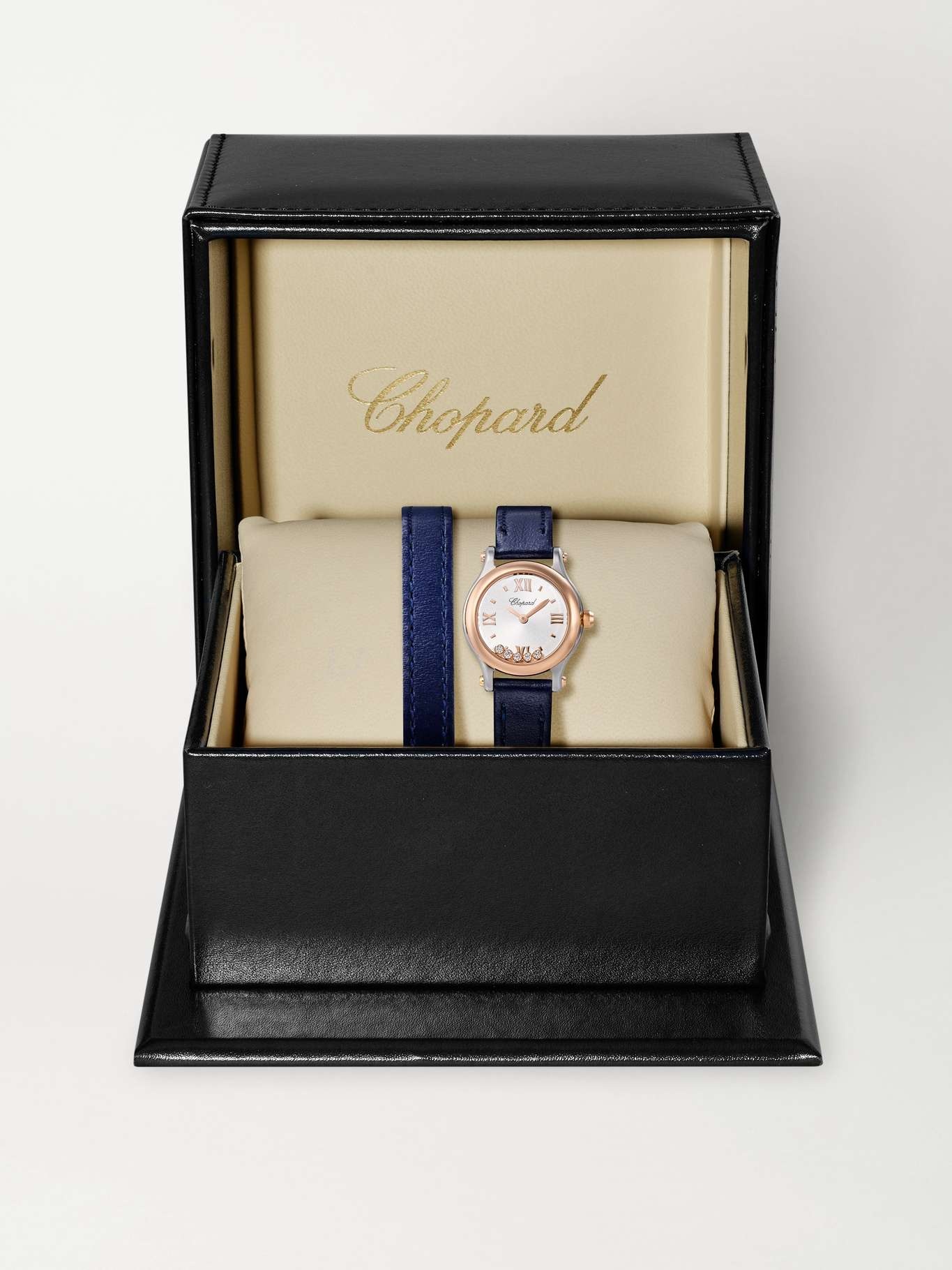 Happy Sport 30mm stainless steel, 18-karat rose gold, leather and diamond watch - 7