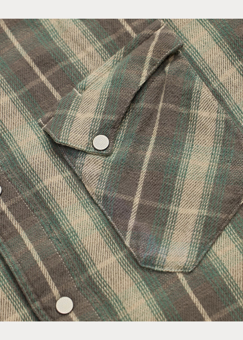 Slim Fit Plaid Twill Western Shirt 4