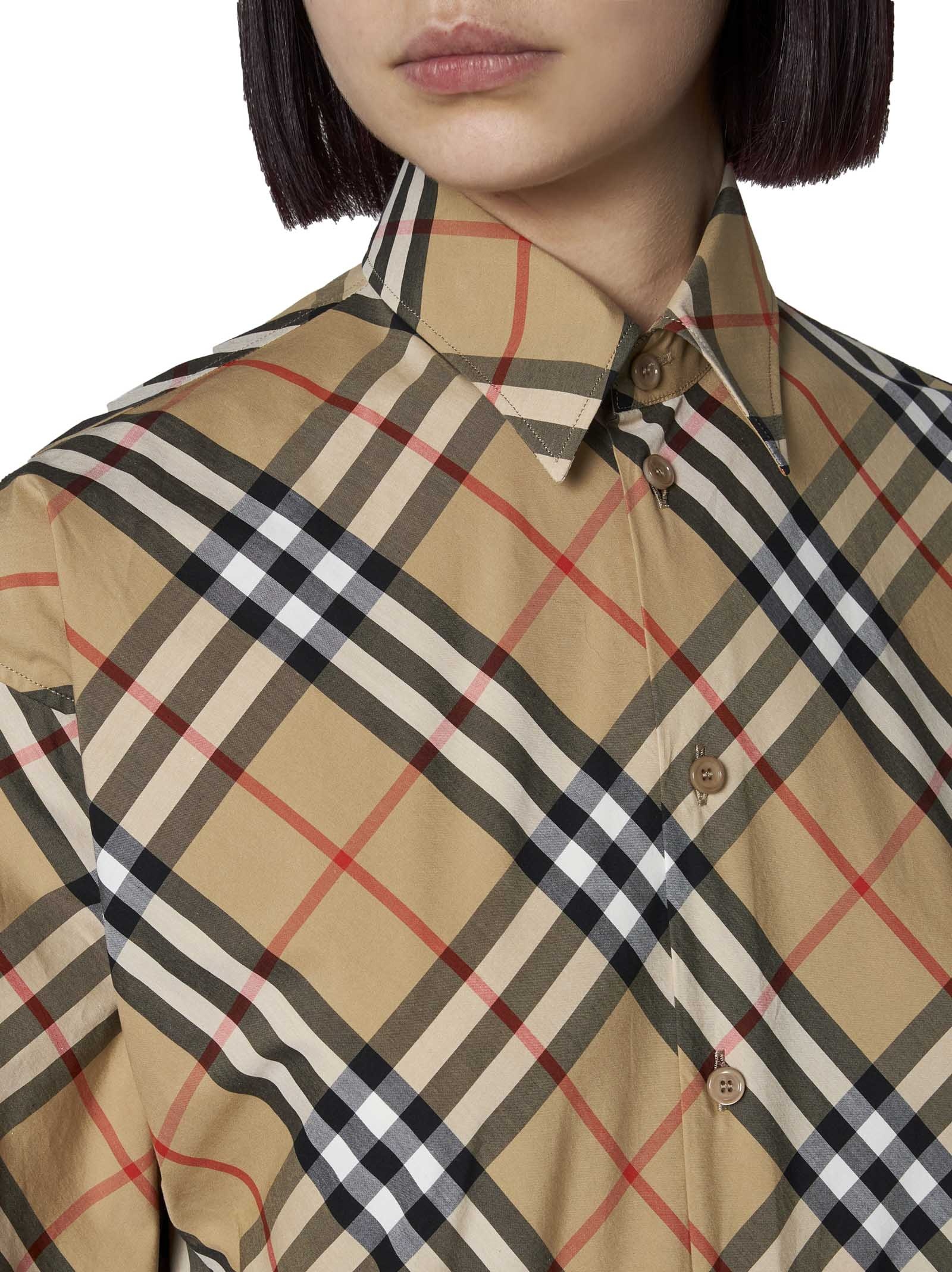 Beige Check cotton shirt - 4