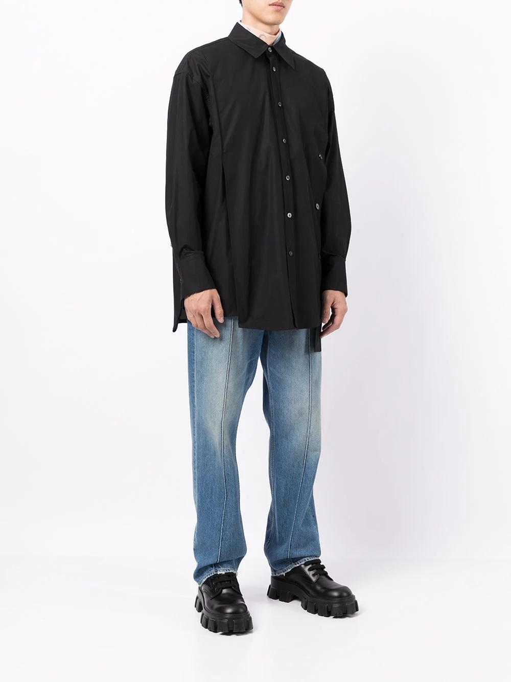 button-panel asymmetrical shirt - 3