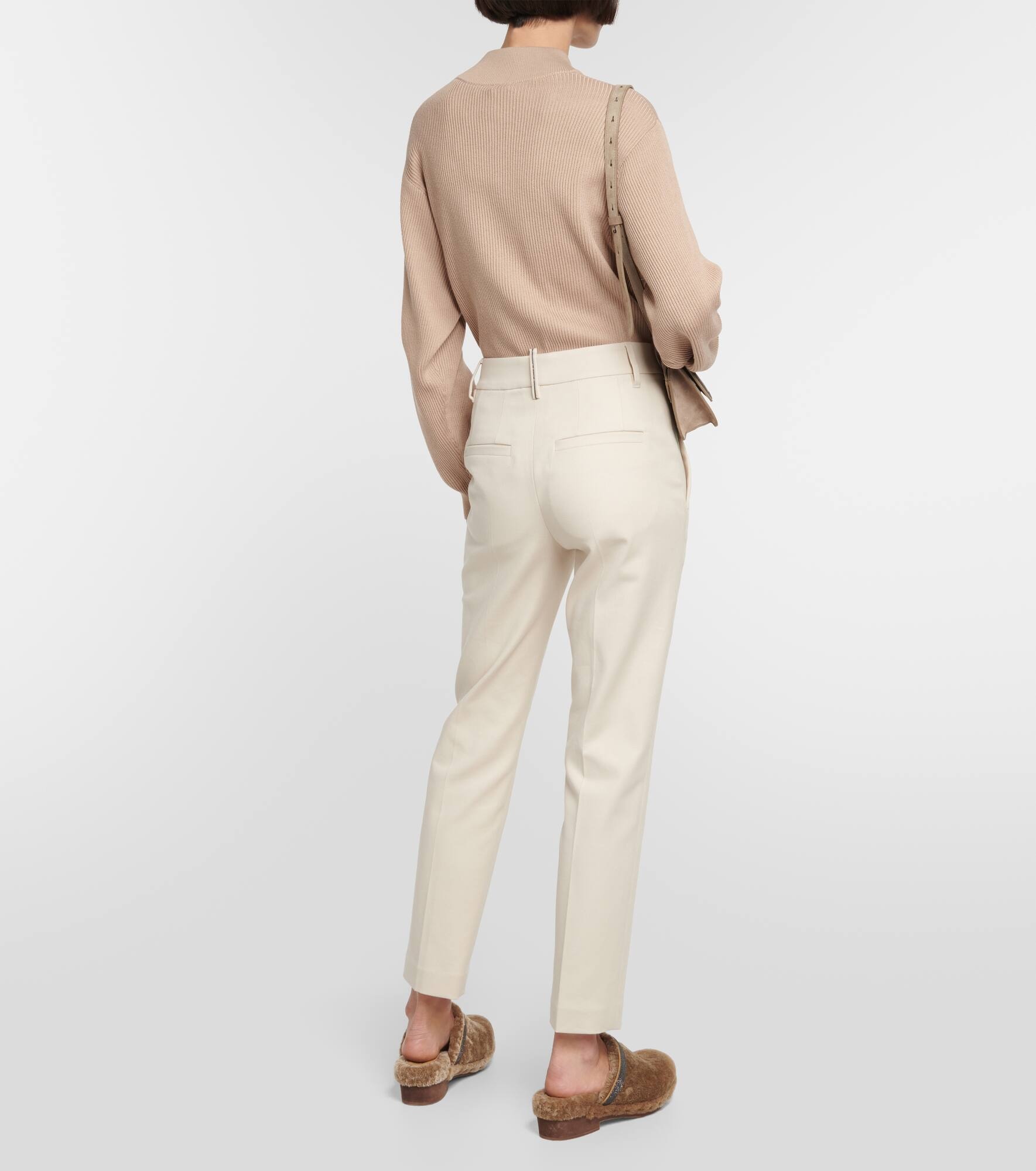 Cotton-blend slim pants - 3