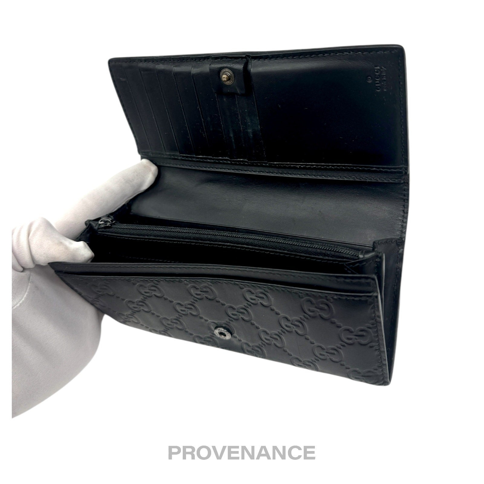 Gucci Long Wallet - Black Guccissima Leather - 6