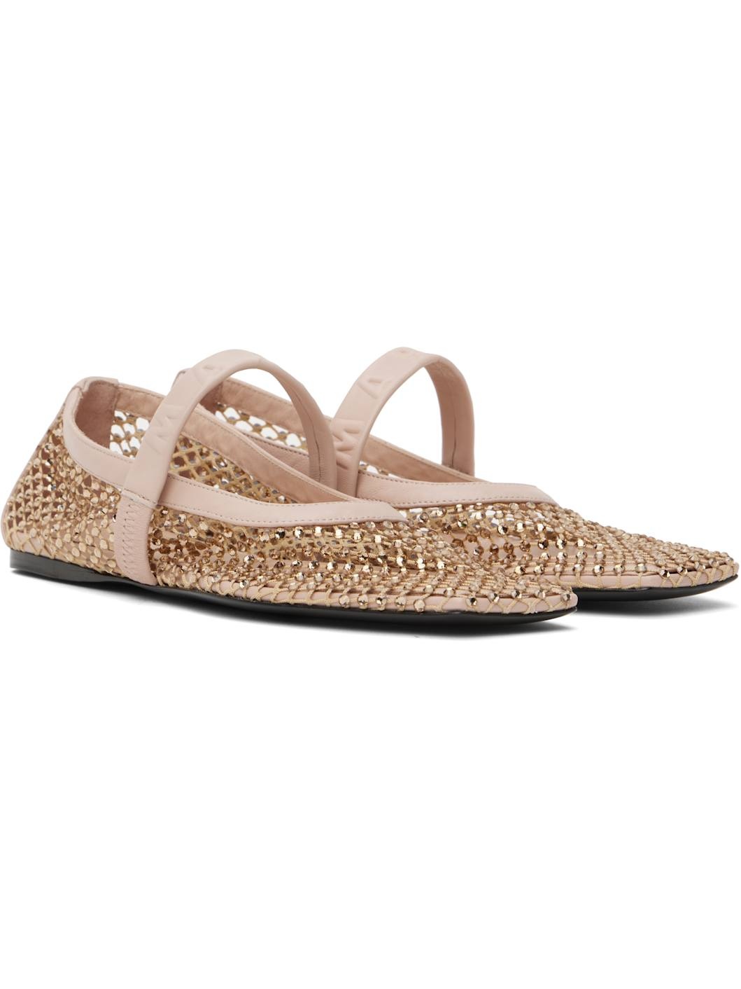 Pink Mesh Mary Jane Ballerina Flats - 4