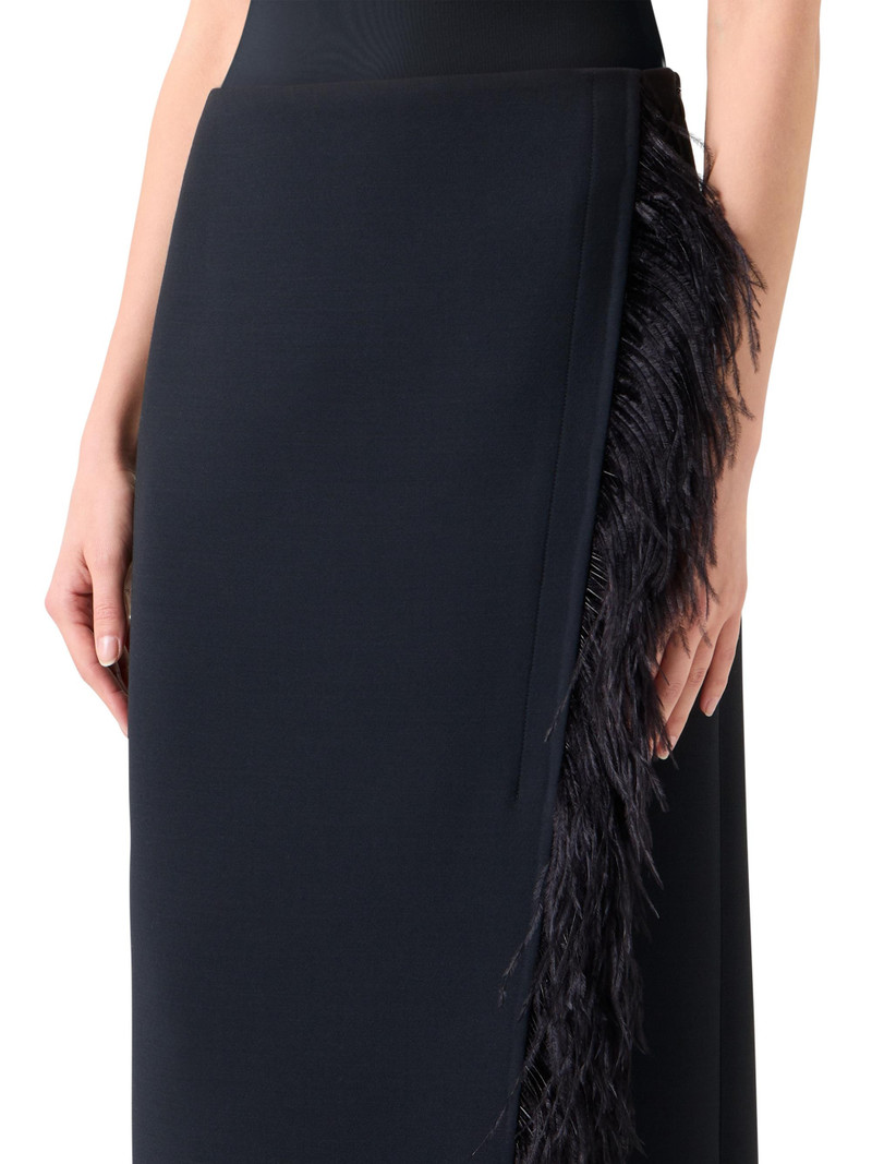 Women's Asymmetric Feather-Trim Midi-Skirt - Black 5