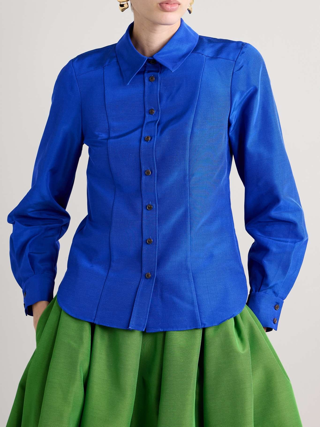 Cotton-blend shirt Cobalt blue - 3
