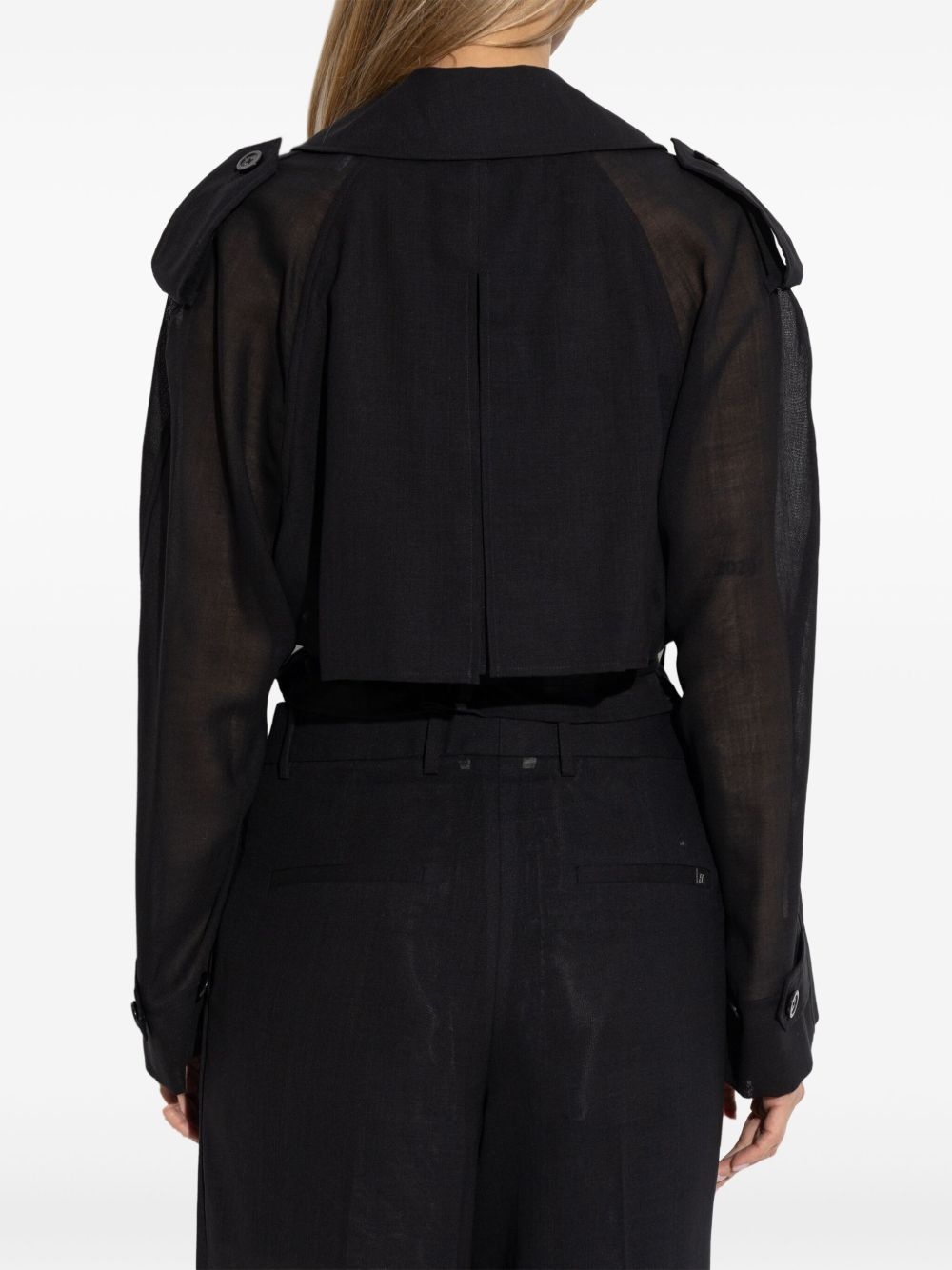 cropped double-breasted coat - 4