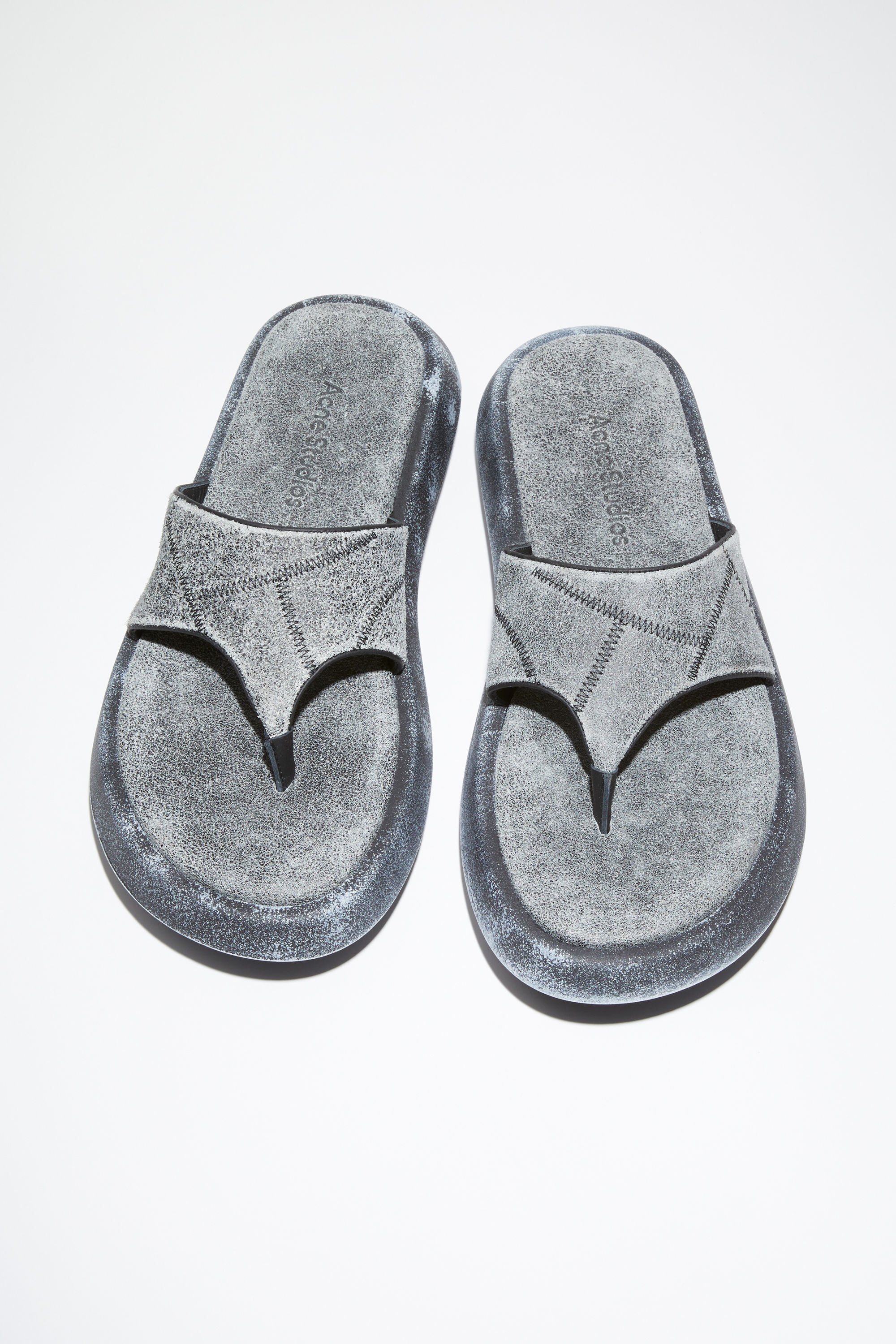 Reversed leather sandals - Black/beige - 3
