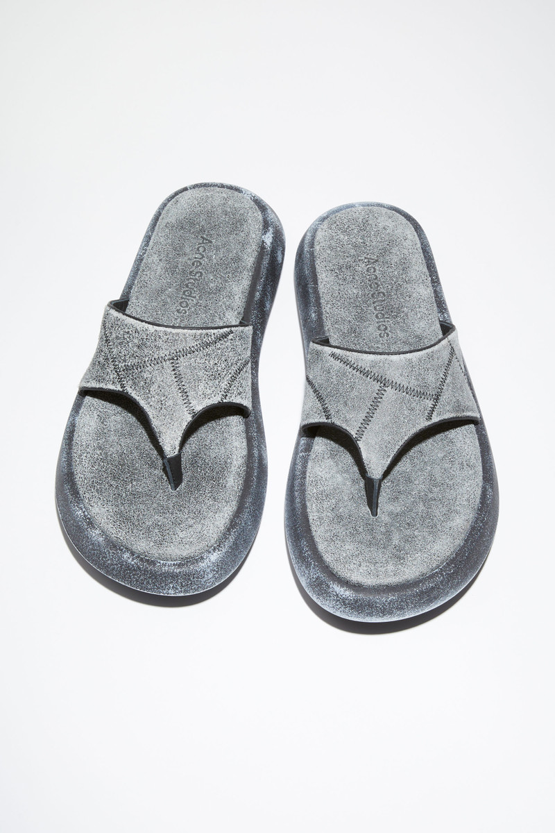 Reversed leather sandals - Black/beige 3