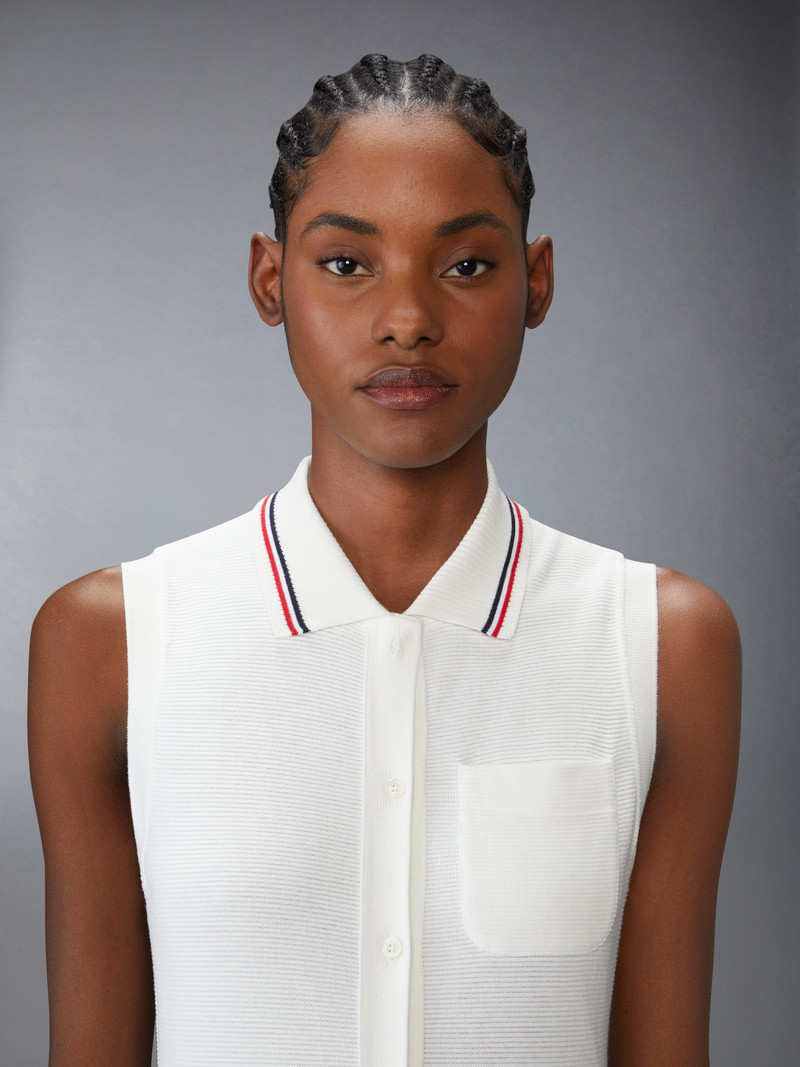 COTTON WAFFLE PLEATED POLO DRESS 6