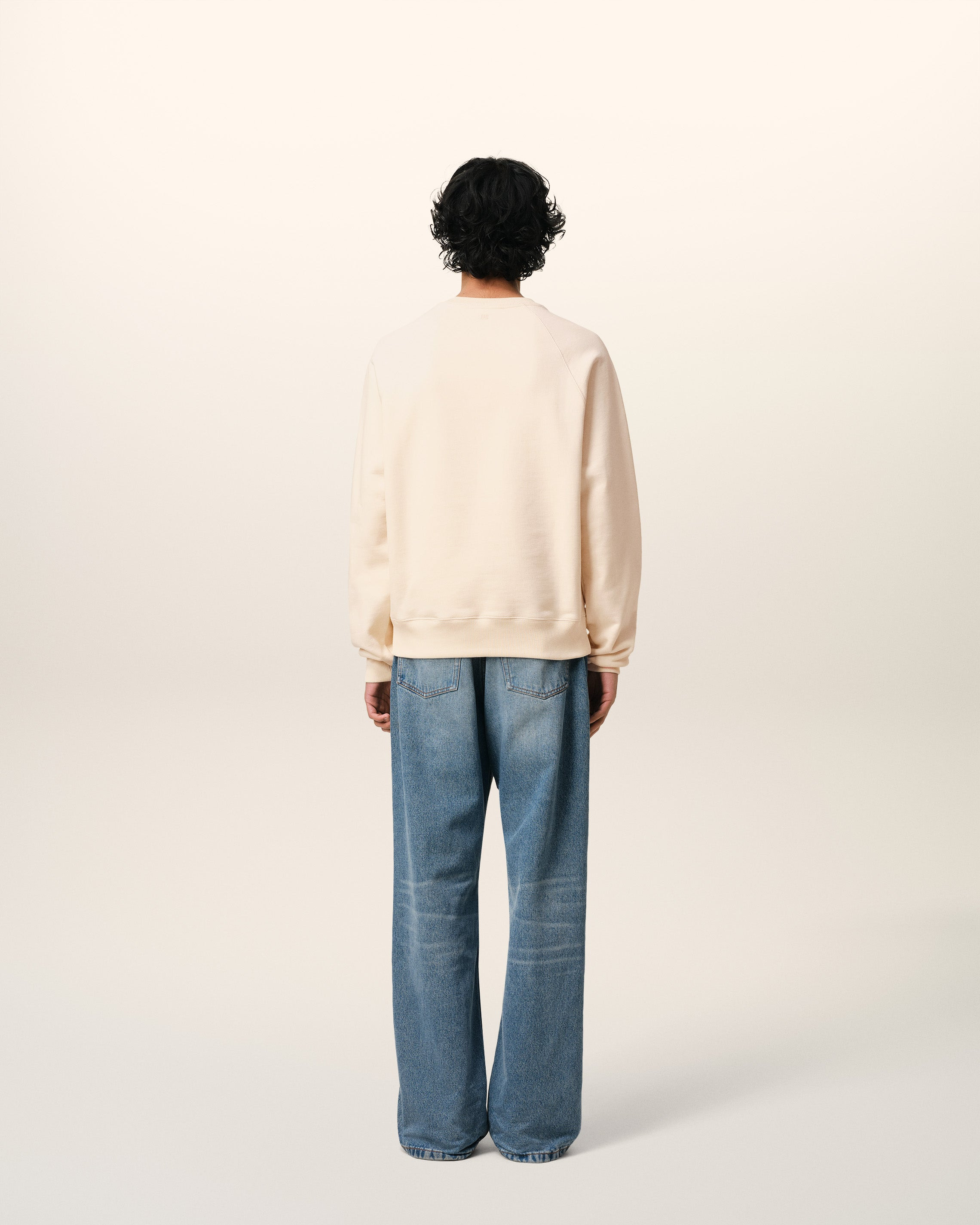 BEIGE COTTON AMI DE COEUR PATCH SWEATSHIRT - 5