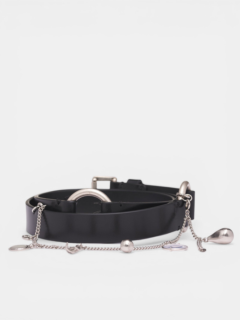 Ann Demeulemeester Charis Black Leather Charm Belt outlook