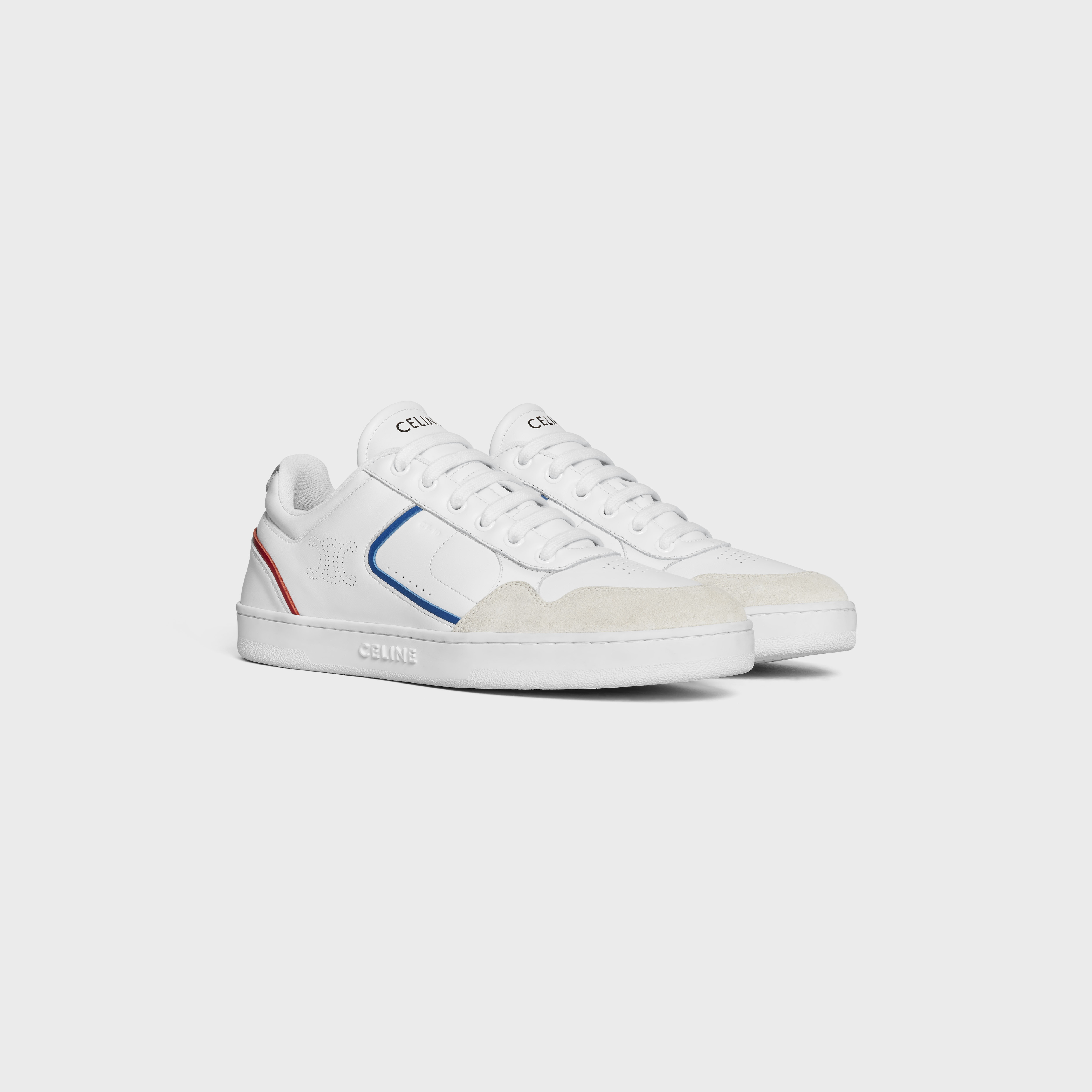 CT-10 CELINE TRAINER LOW LACE-UP SNEAKER in CALFSKIN, LAMINATED CALFSKIN AND SUEDE CALFSKIN - 2