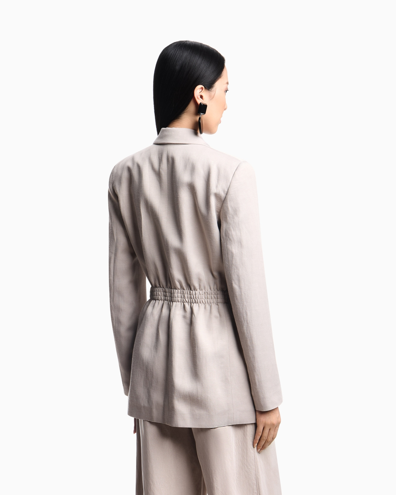 LINEN-BLEND BLAZER WITH BELT - 3