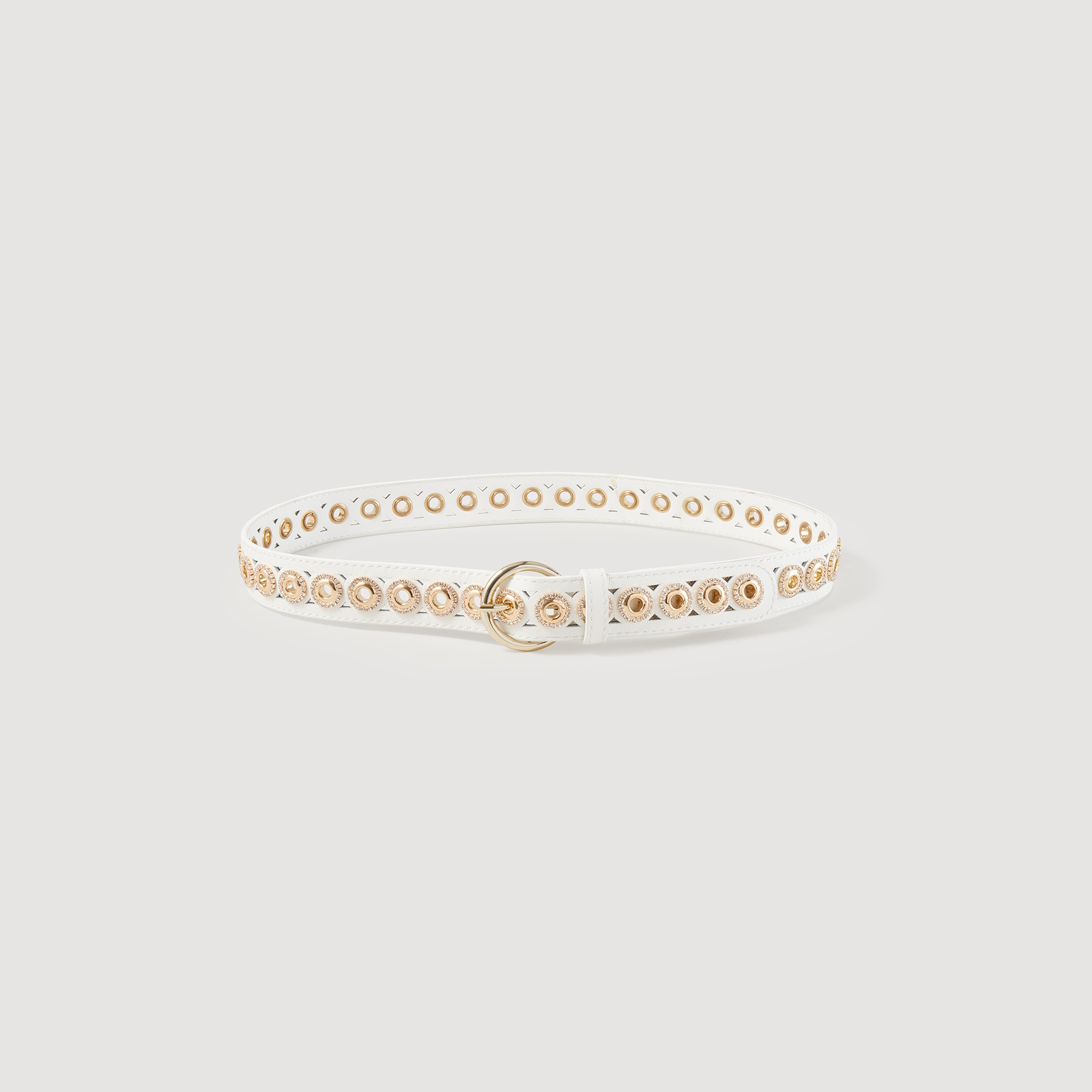 Leather belt with decorative eyelets - 1