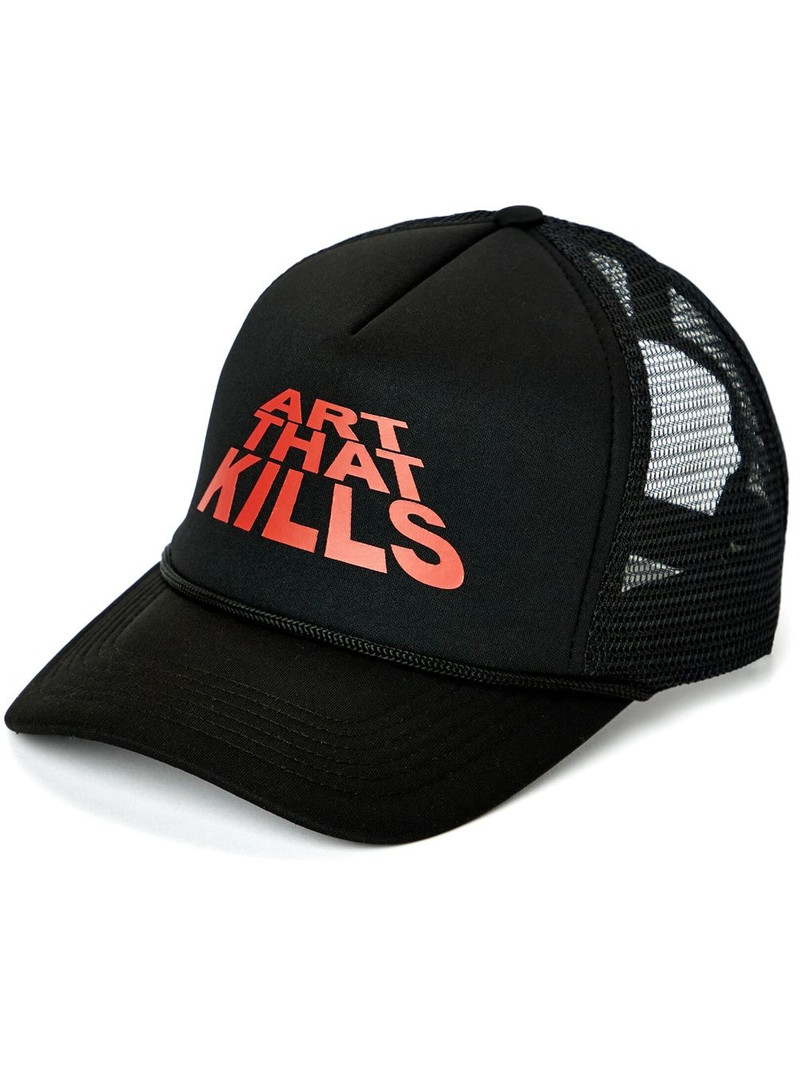 slogan-print mesh-panel cap - 1