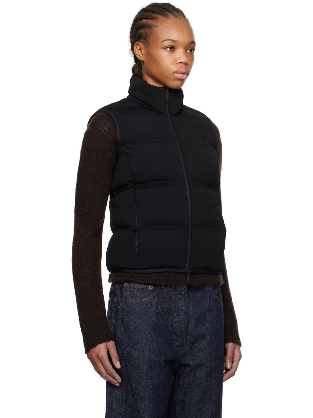 Black Quilted Down Vest - 2