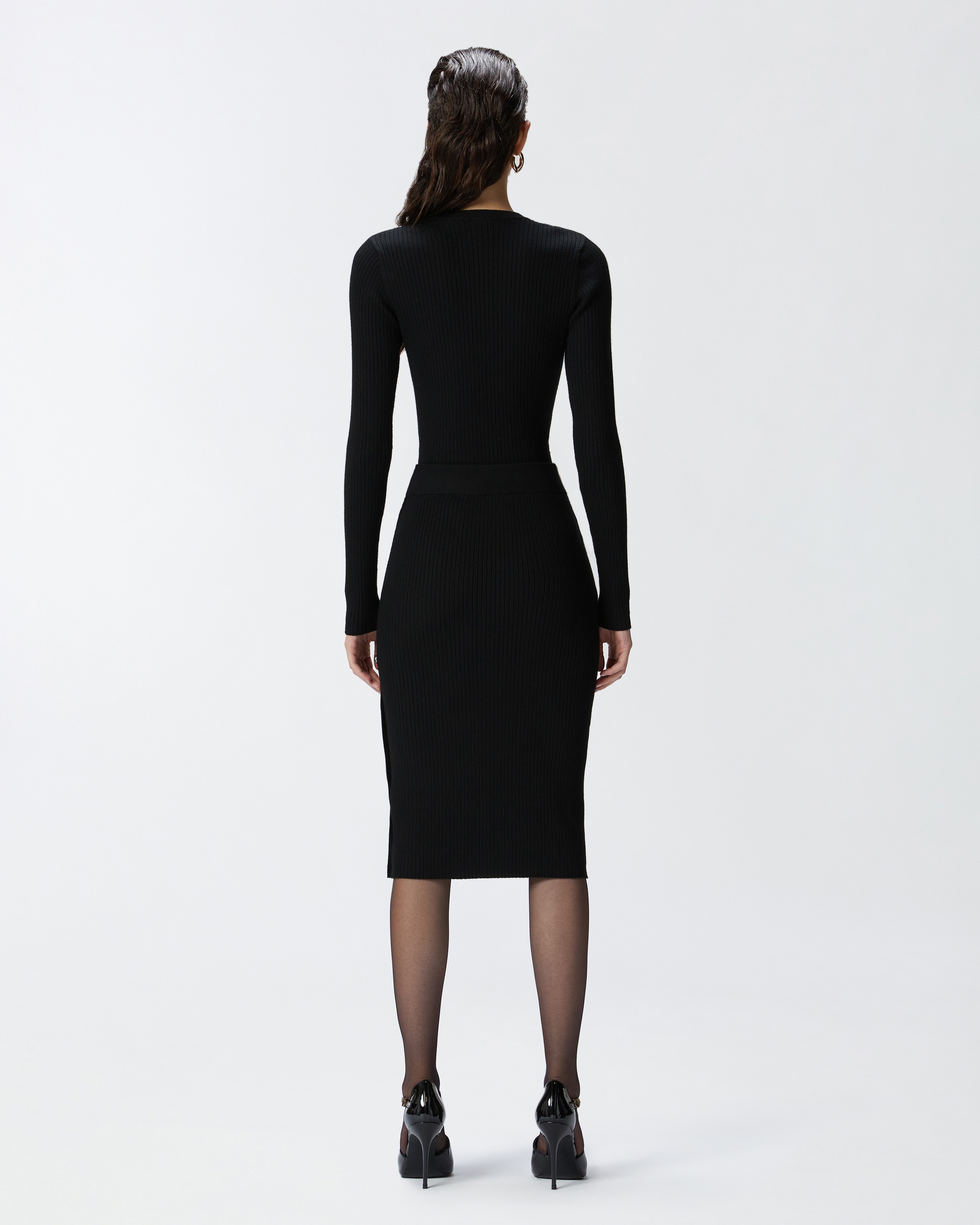 RIBBED CALF-LENGTH SKIRT WITH BUTTONS - 4