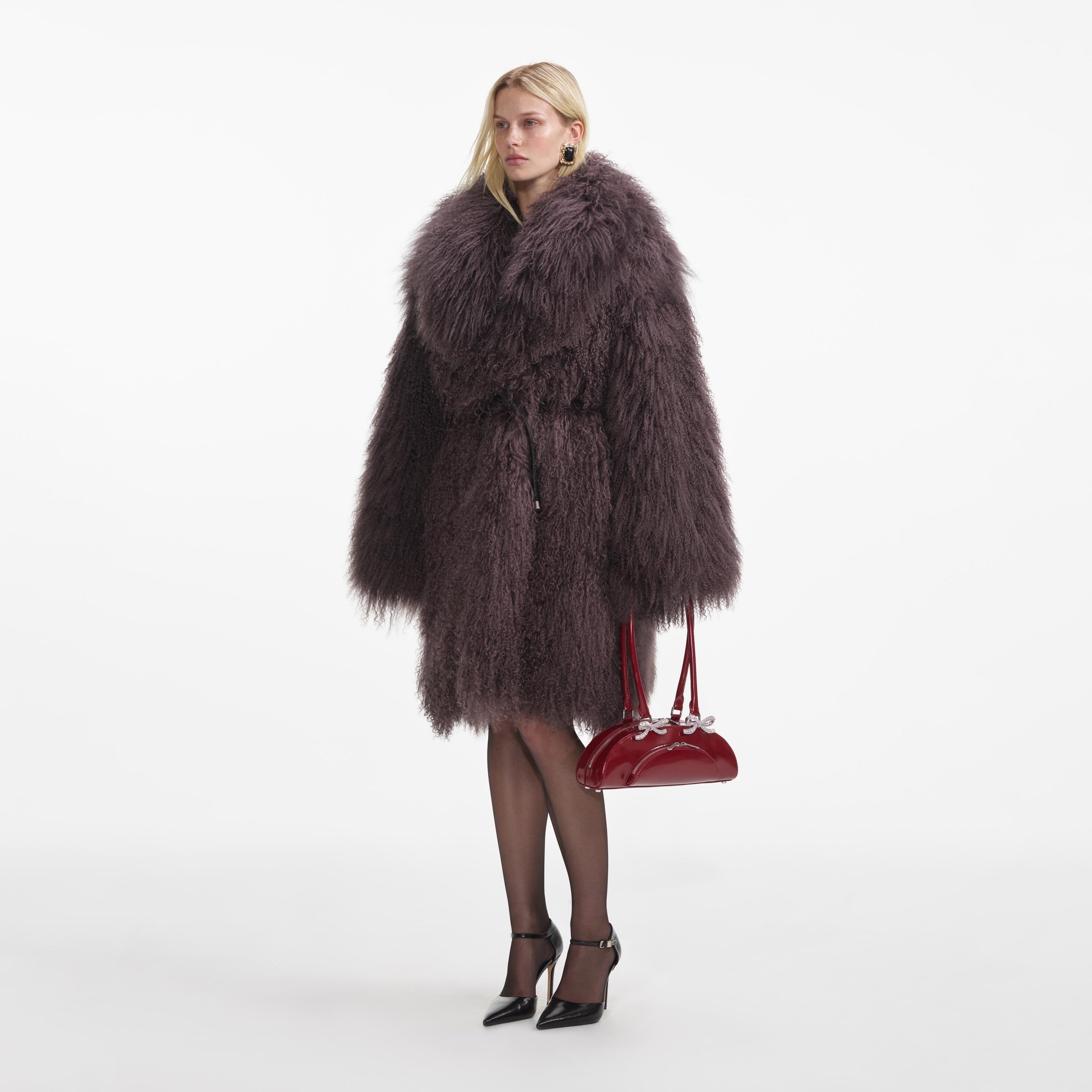 Dark Brown Shearling Coat - 2