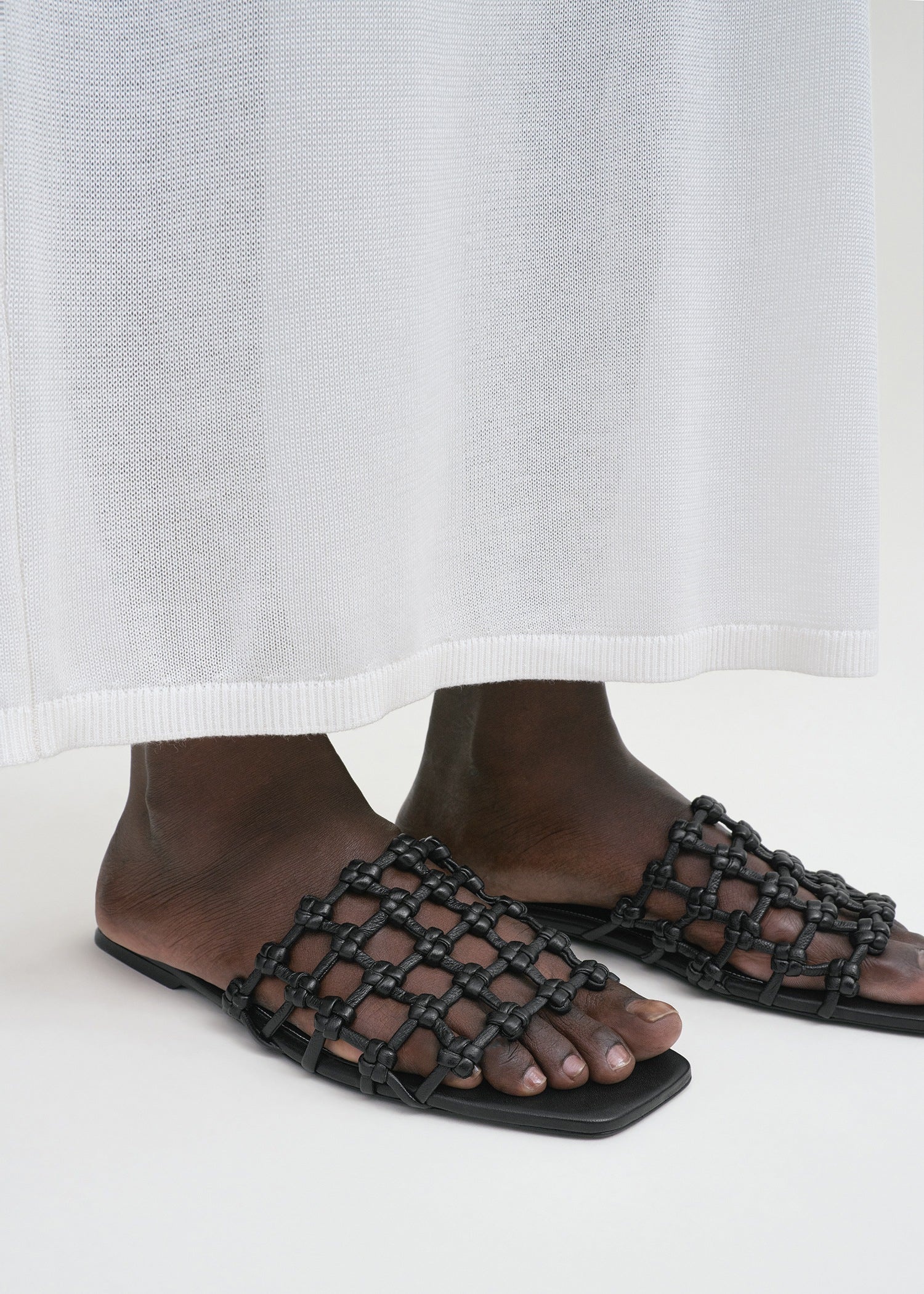 Braided-leather bandeau slides black - 3