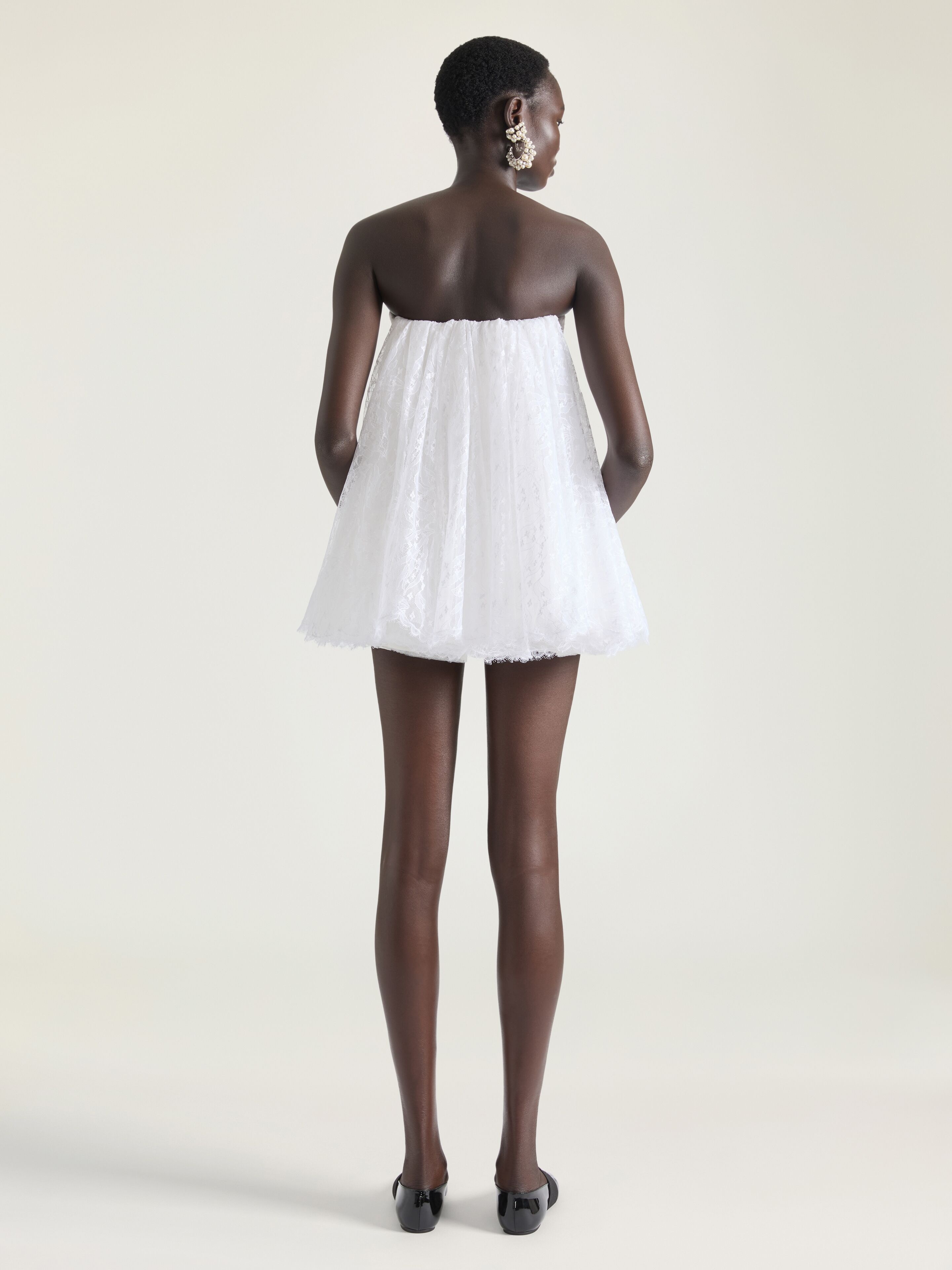 BUSTIER CAPE BACK DRESS IN LACE - 3