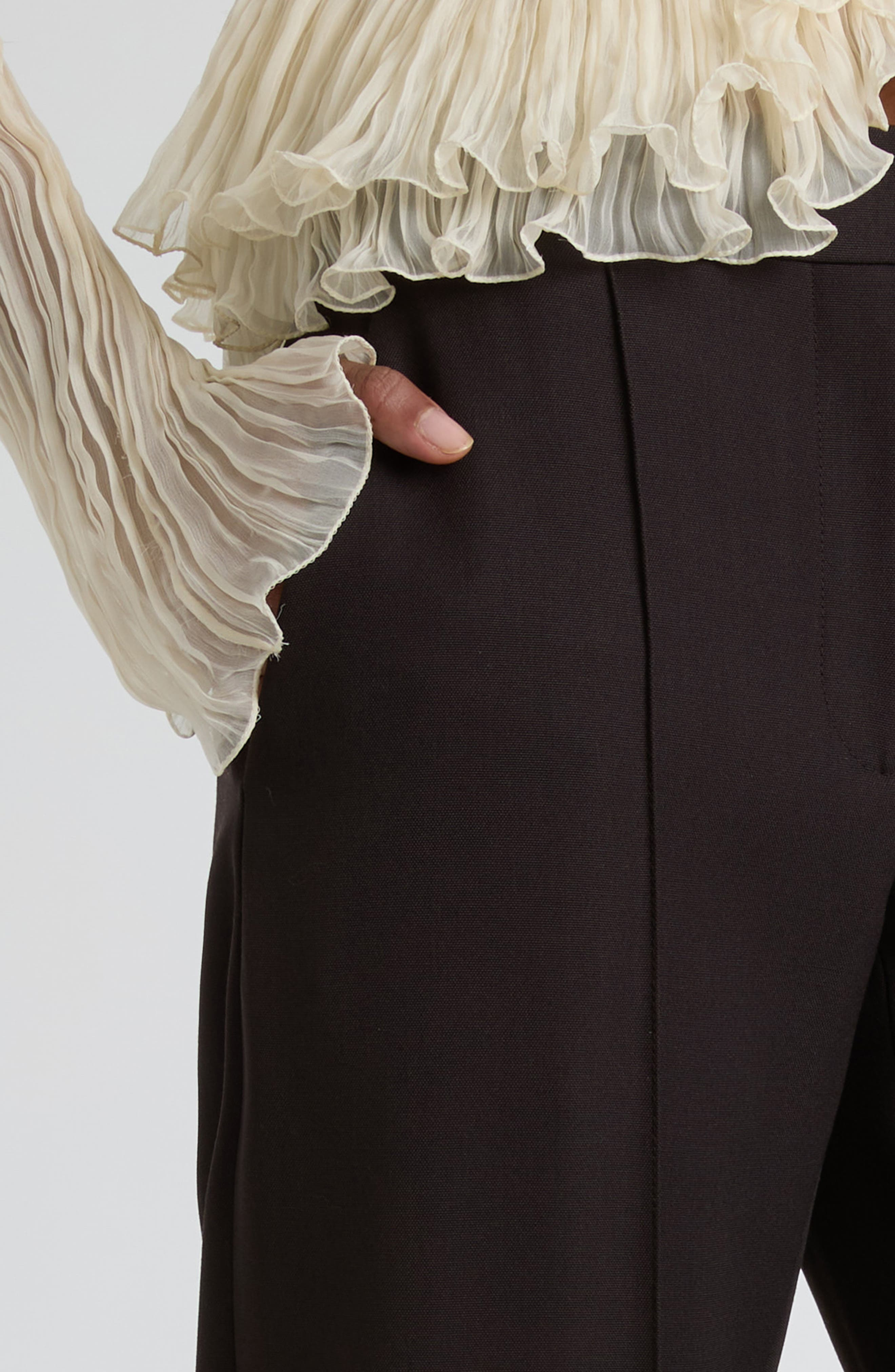McQueen Pleated Wool Trousers in Dark Brown at Nordstrom - 5