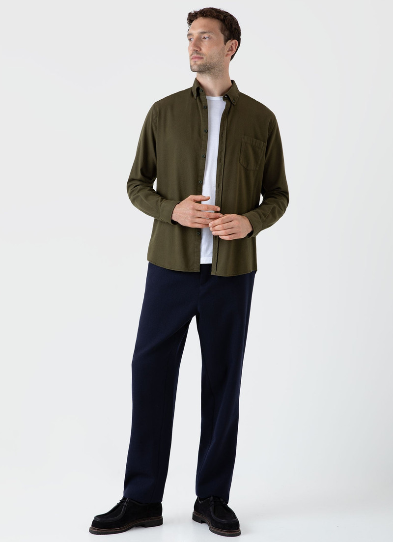 Sunspel Brushed Cotton Flannel Shirt outlook