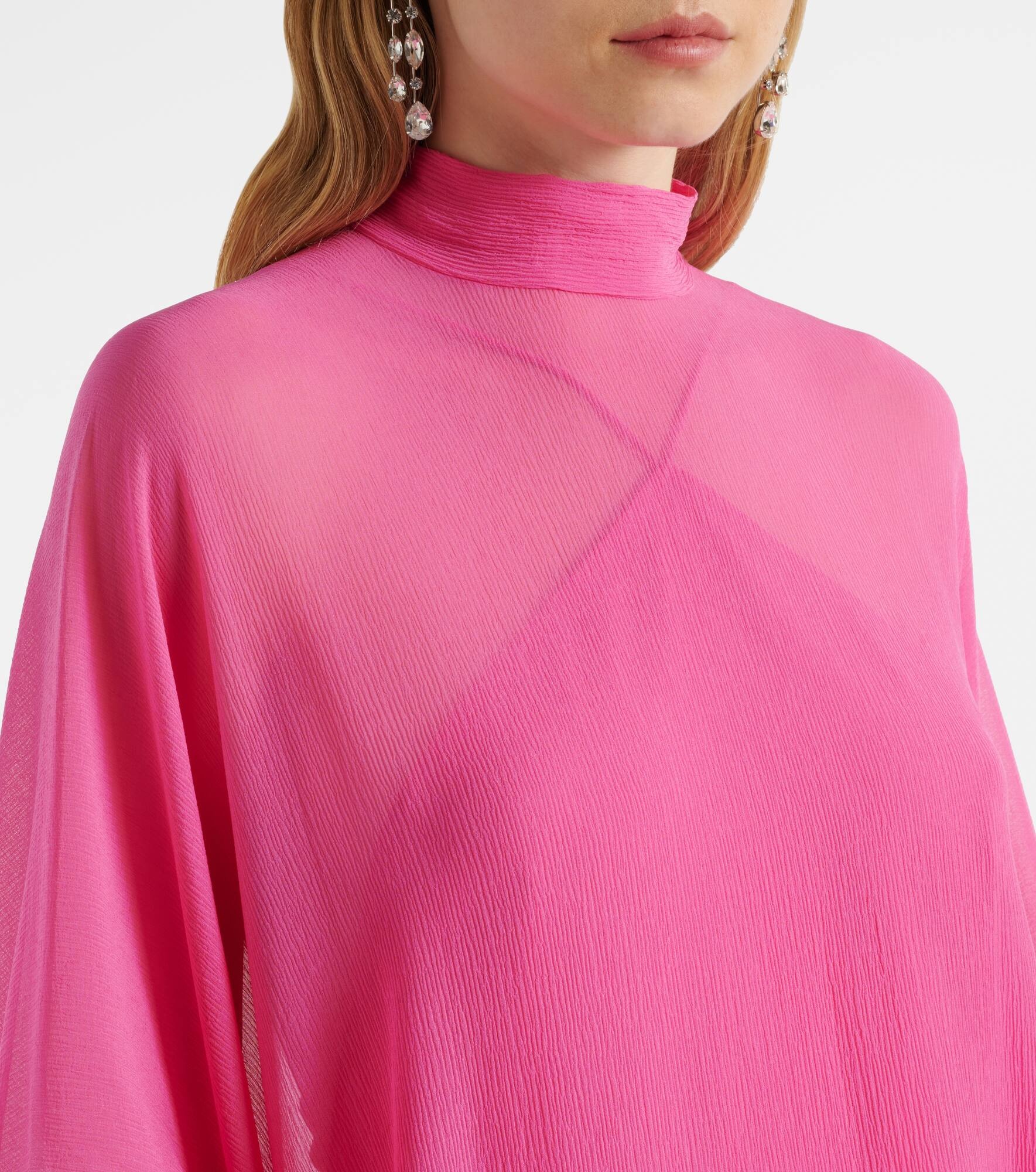 Penelope feather-trimmed silk kaftan - 4