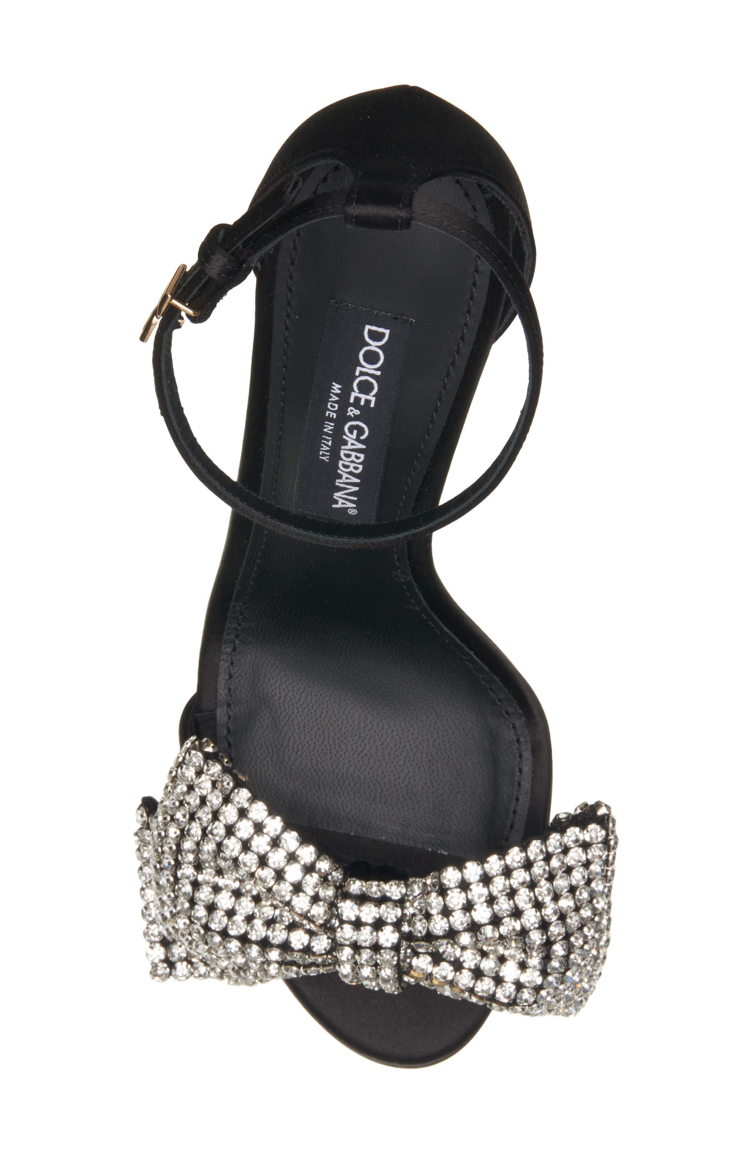 Dolce&Gabbana Keira Crystal Embellished Bow Ankle Strap Sandal in 8S488 Nero/Crystal at Nordstrom - 5