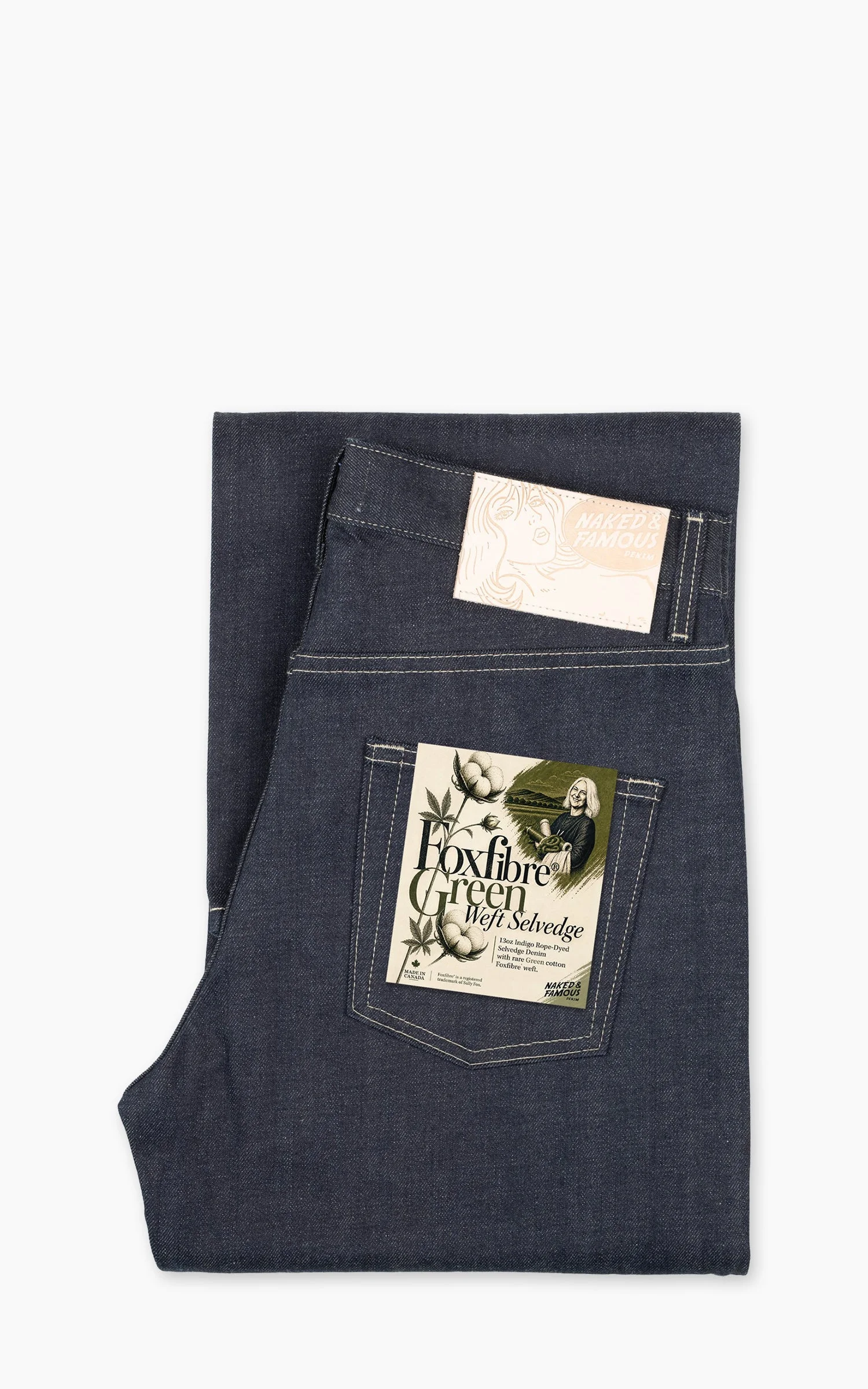NAKED & FAMOUS DENIM STRONG GUY FOX FIBRE GREEN WEFT - 1