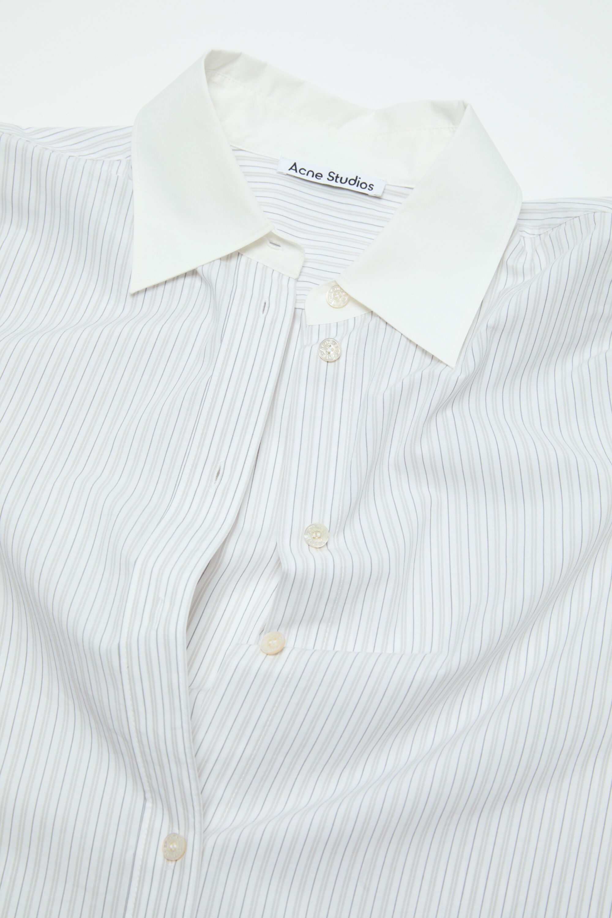 Button-up layered shirt - Olive green/white - 5