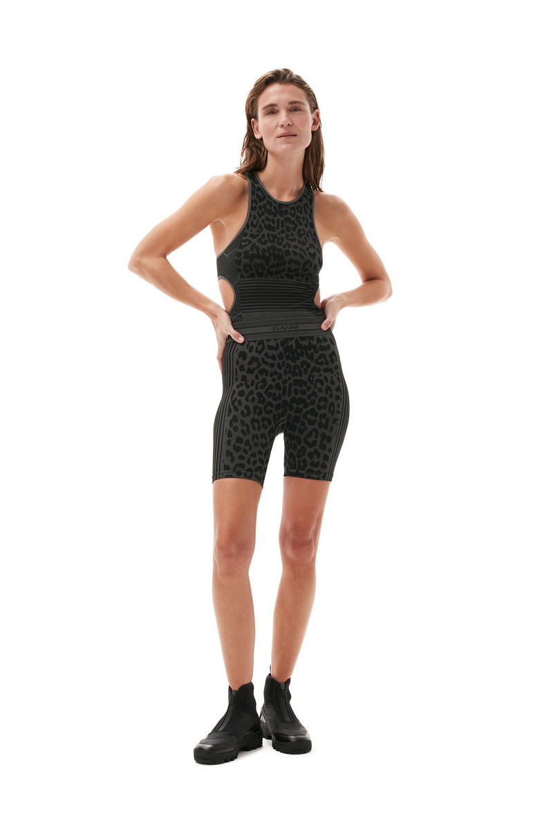 GANNI SEAMLESS JACQUARD TOP outlook