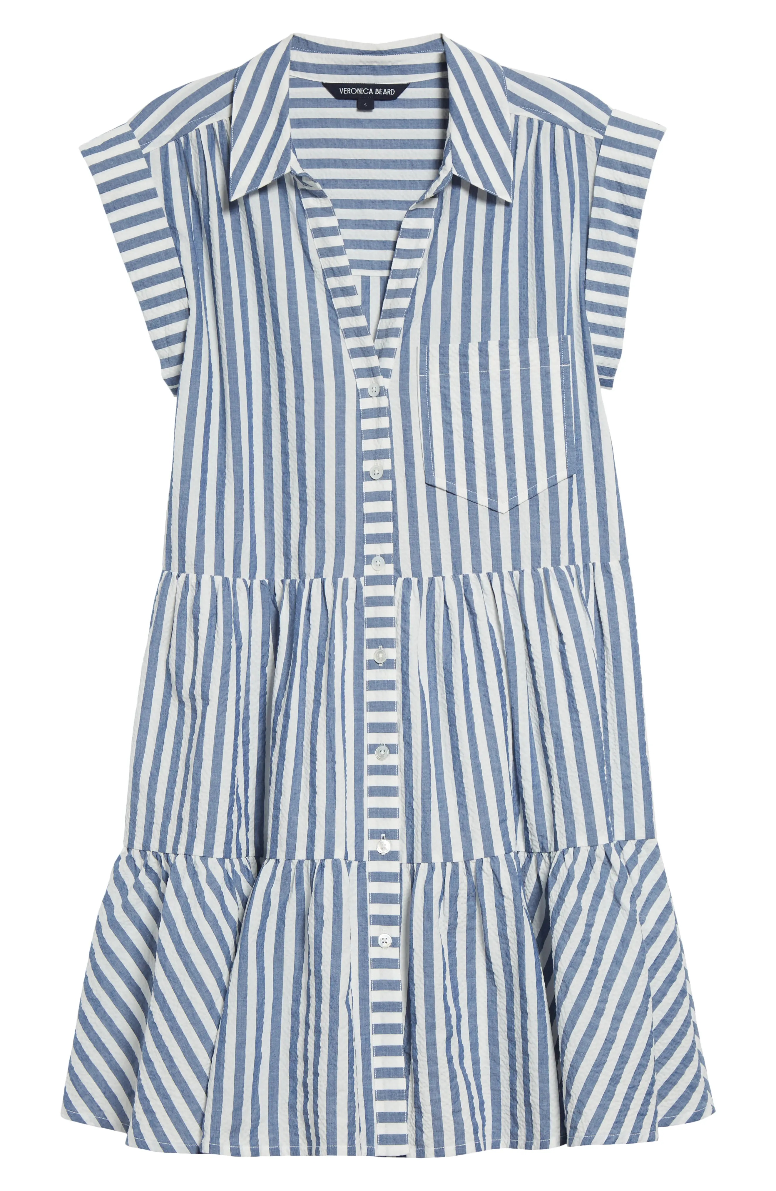 Trisha Stripe Cotton Shirtdress in Blue/White - 5